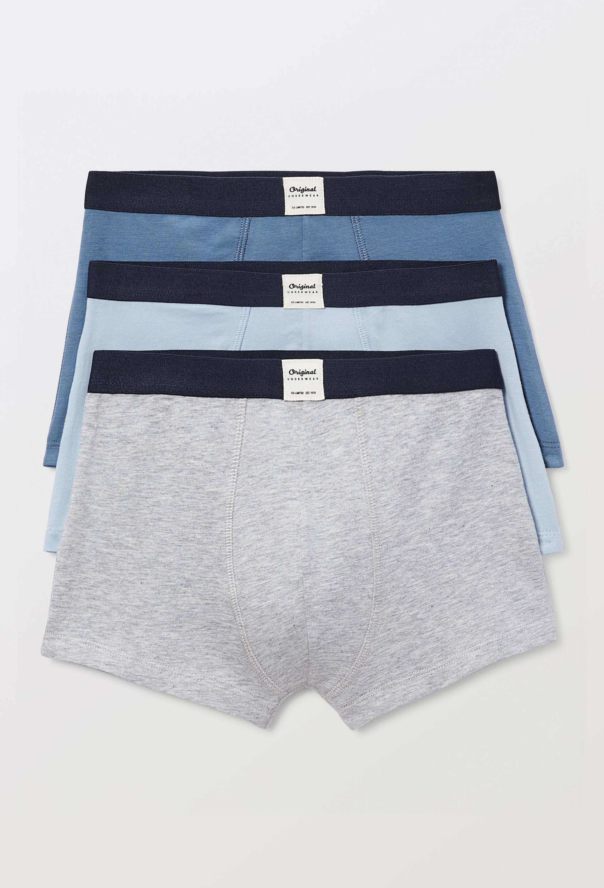 Lot de 3 boxers unis en coton BIO GOTS, Bleu clair, large image number 0