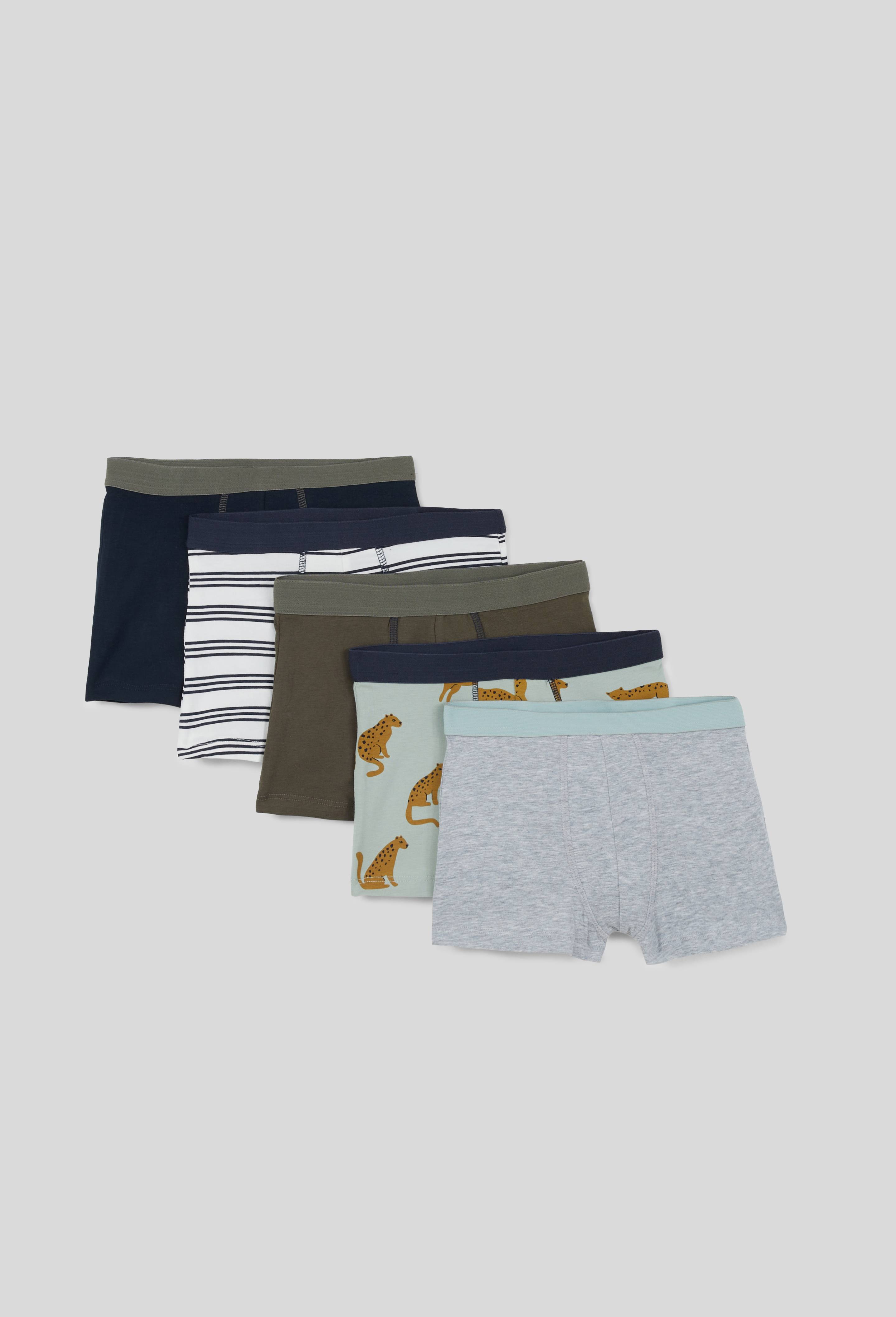 Lot de 5 boxers imprim&eacute;s en coton BIO GOTS, Ecru, large image number 0