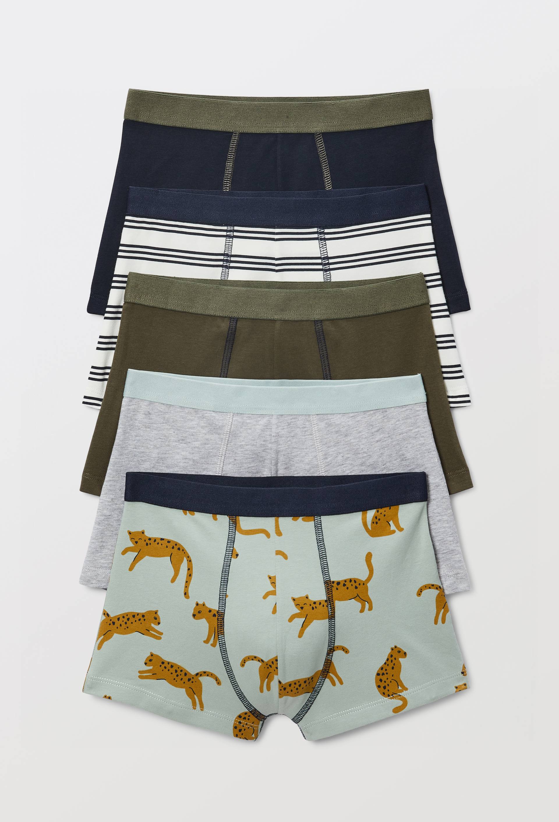 Lot de 5 boxers imprim&eacute;s en coton BIO GOTS, Ecru, large image number 0