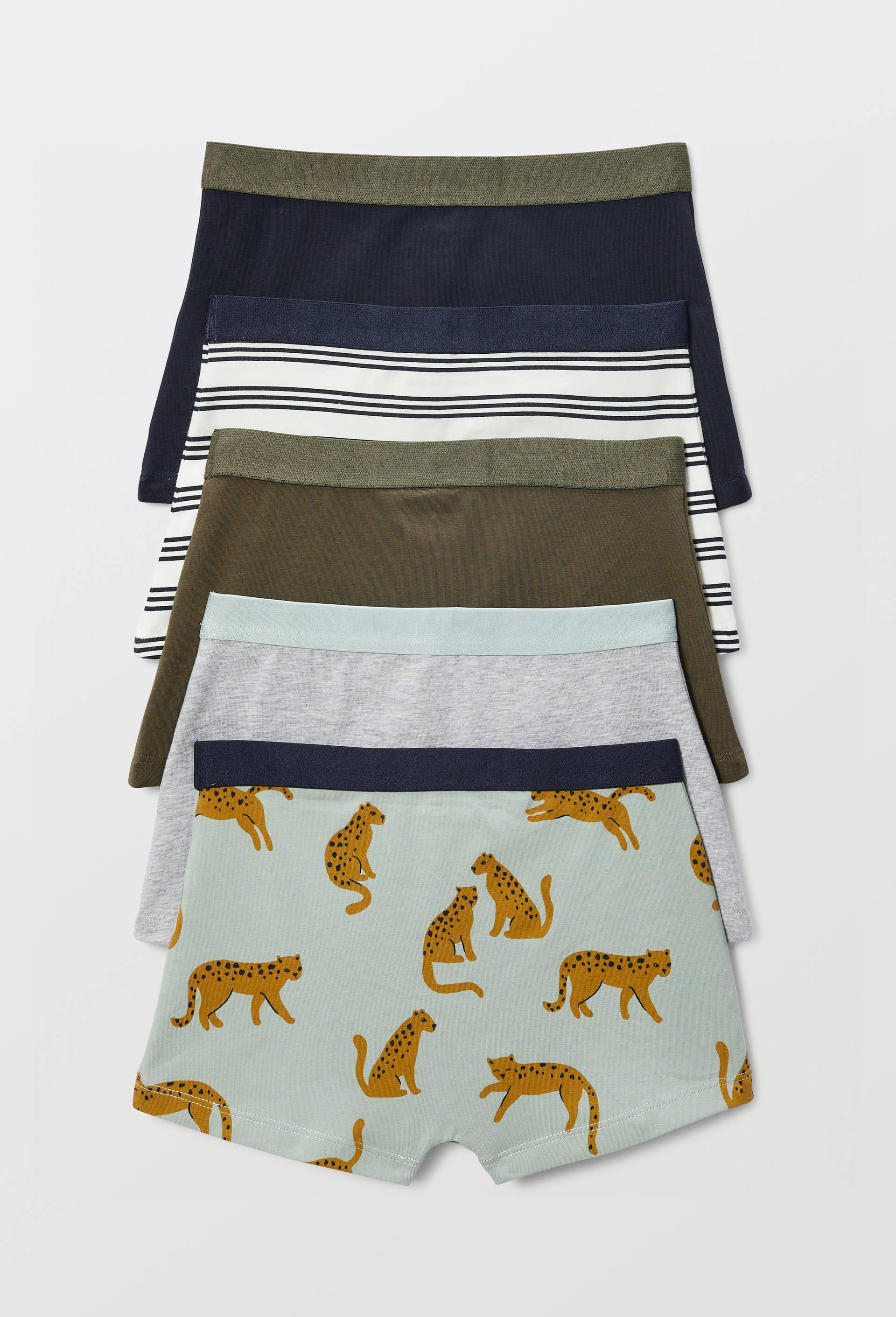 Lot de 5 boxers imprim&eacute;s en coton BIO GOTS, Ecru, large image number 1