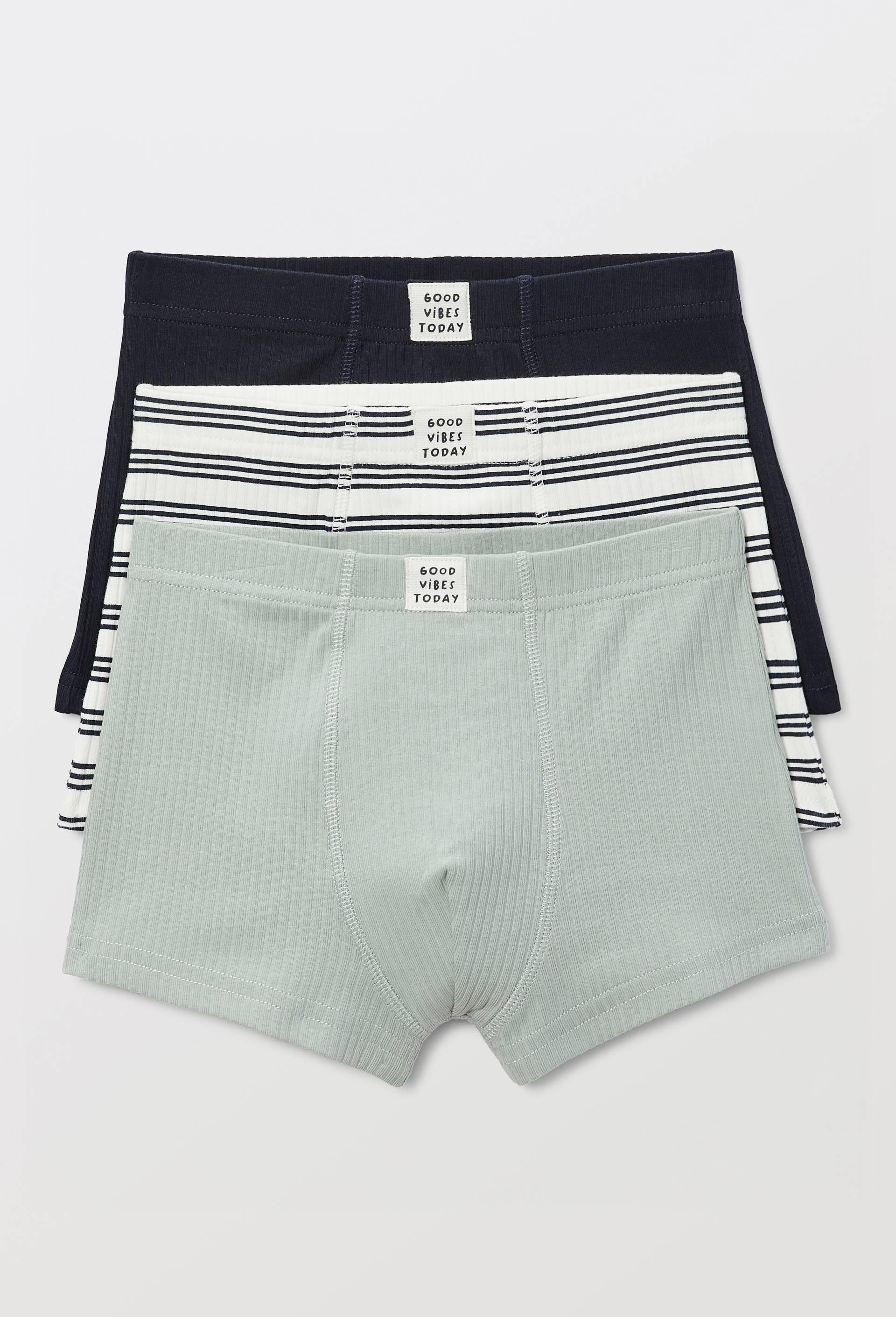 Lot de 3 boxers unis en coton BIO GOTS, Bleu fonc&eacute;, large image number 0