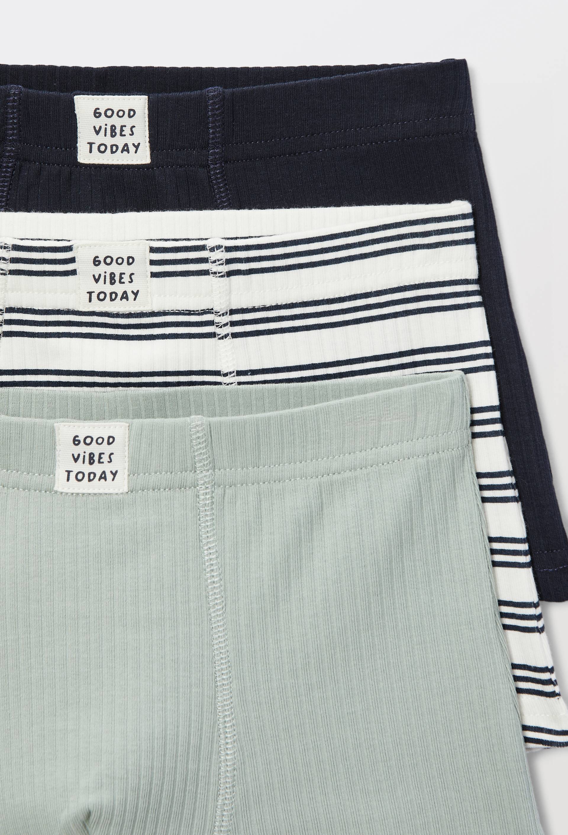 Lot de 3 boxers unis en coton BIO GOTS, Bleu fonc&eacute;, large image number 2