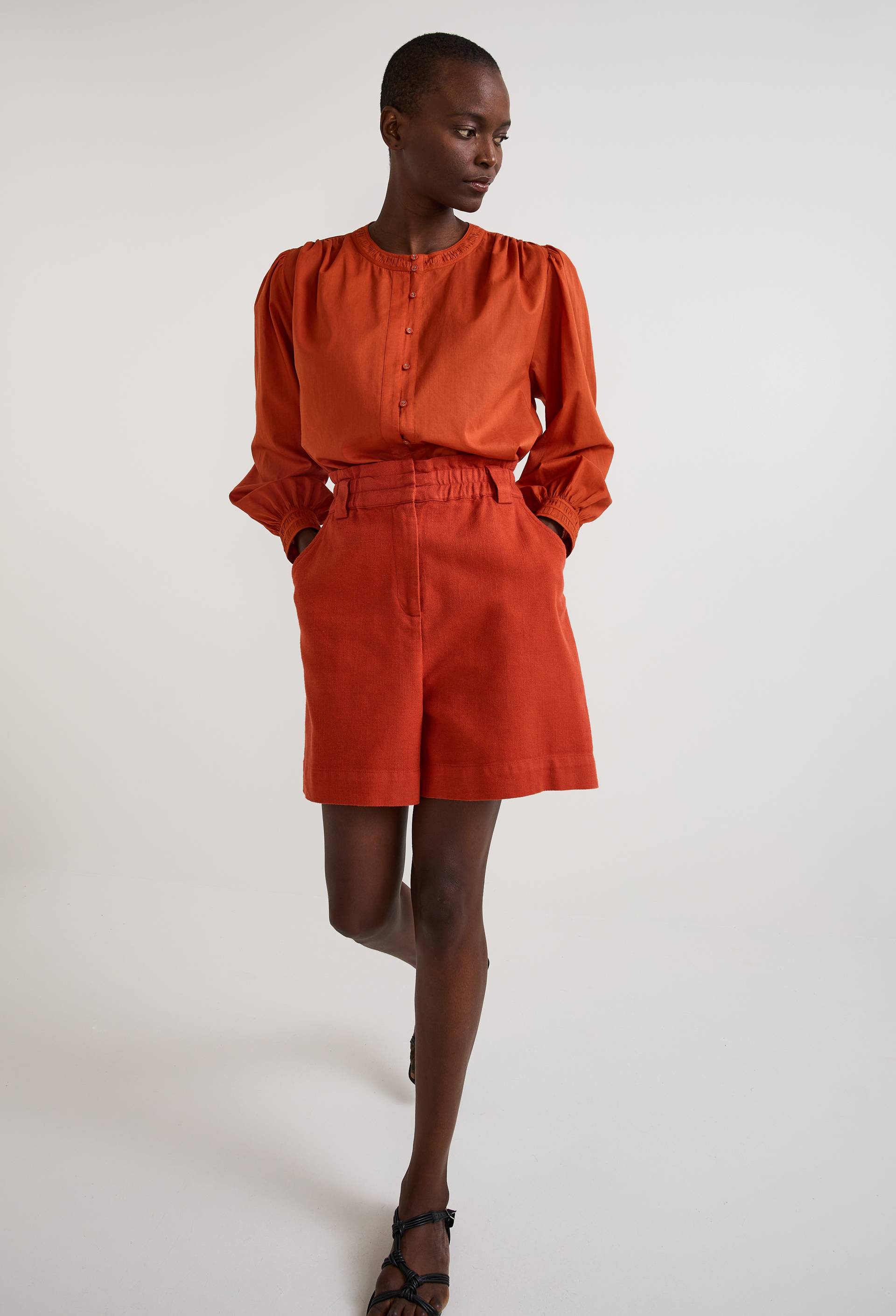 Short uni &eacute;lastiqu&eacute;, Orange fonc&eacute;, large image number 0