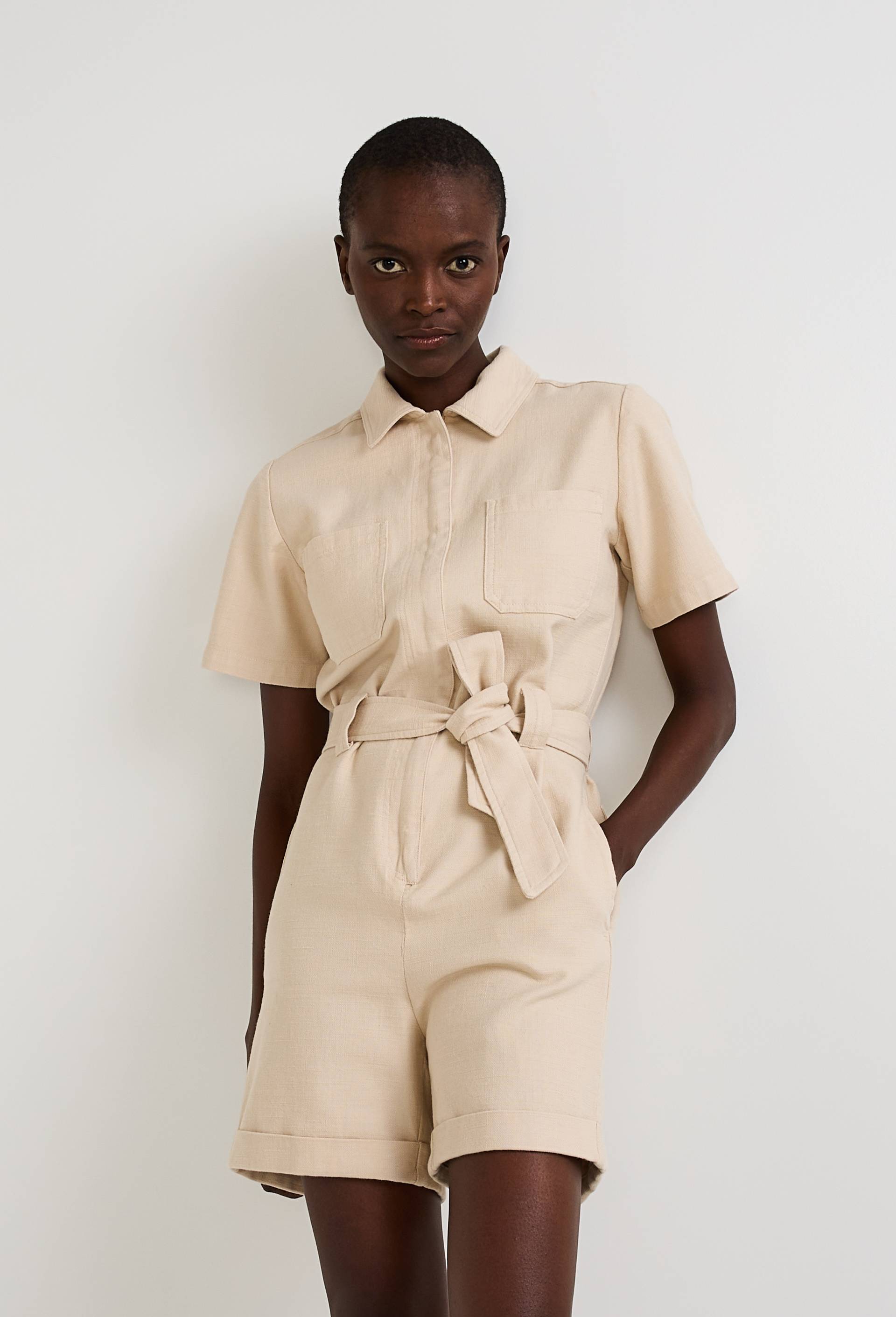 Combinaison short manches courtes, Beige clair, large image number 0