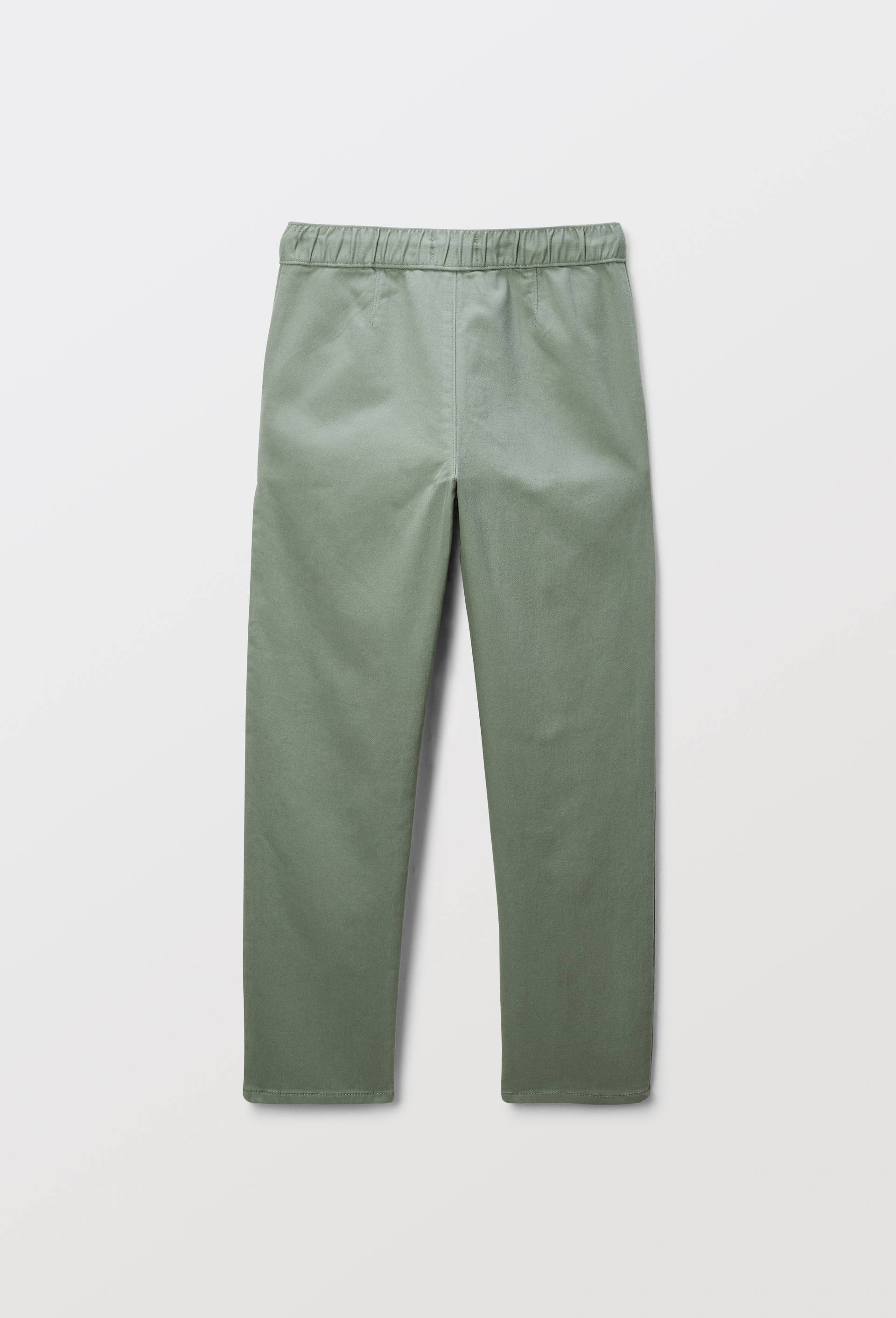 Pantalon droit élastiqué uni en coton BIO GOTS, Vert, large image number 1.0
