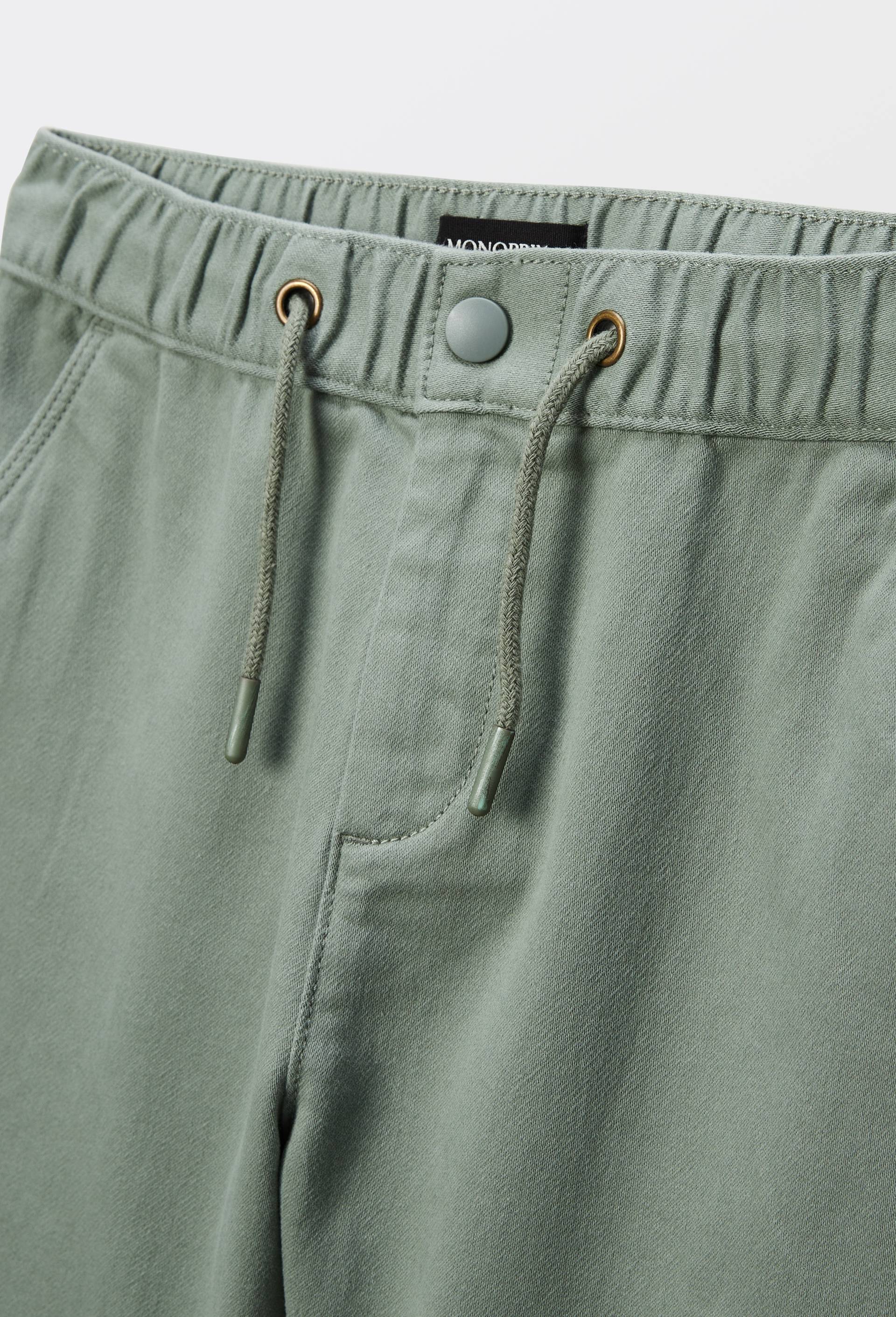 Pantalon droit élastiqué uni en coton BIO GOTS, Vert, large image number 2