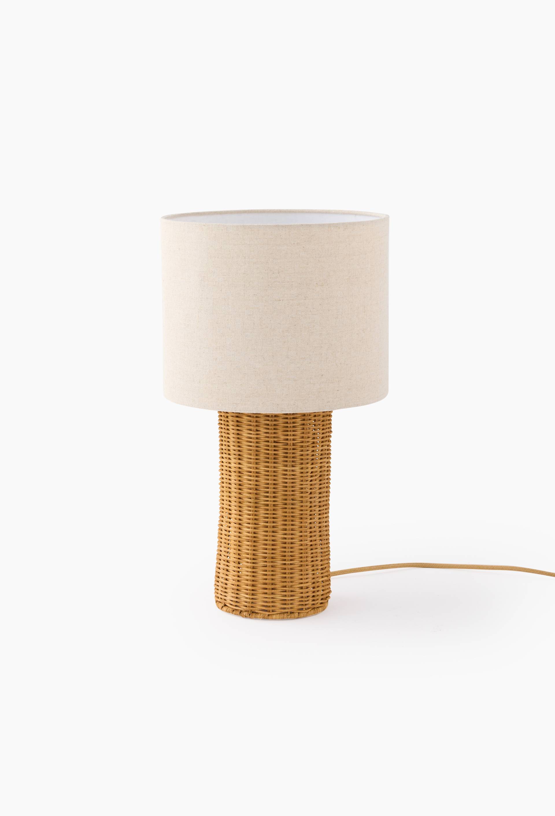 Lampe avec pied en rotin, D25xH43cm, Beige clair, large image number 0