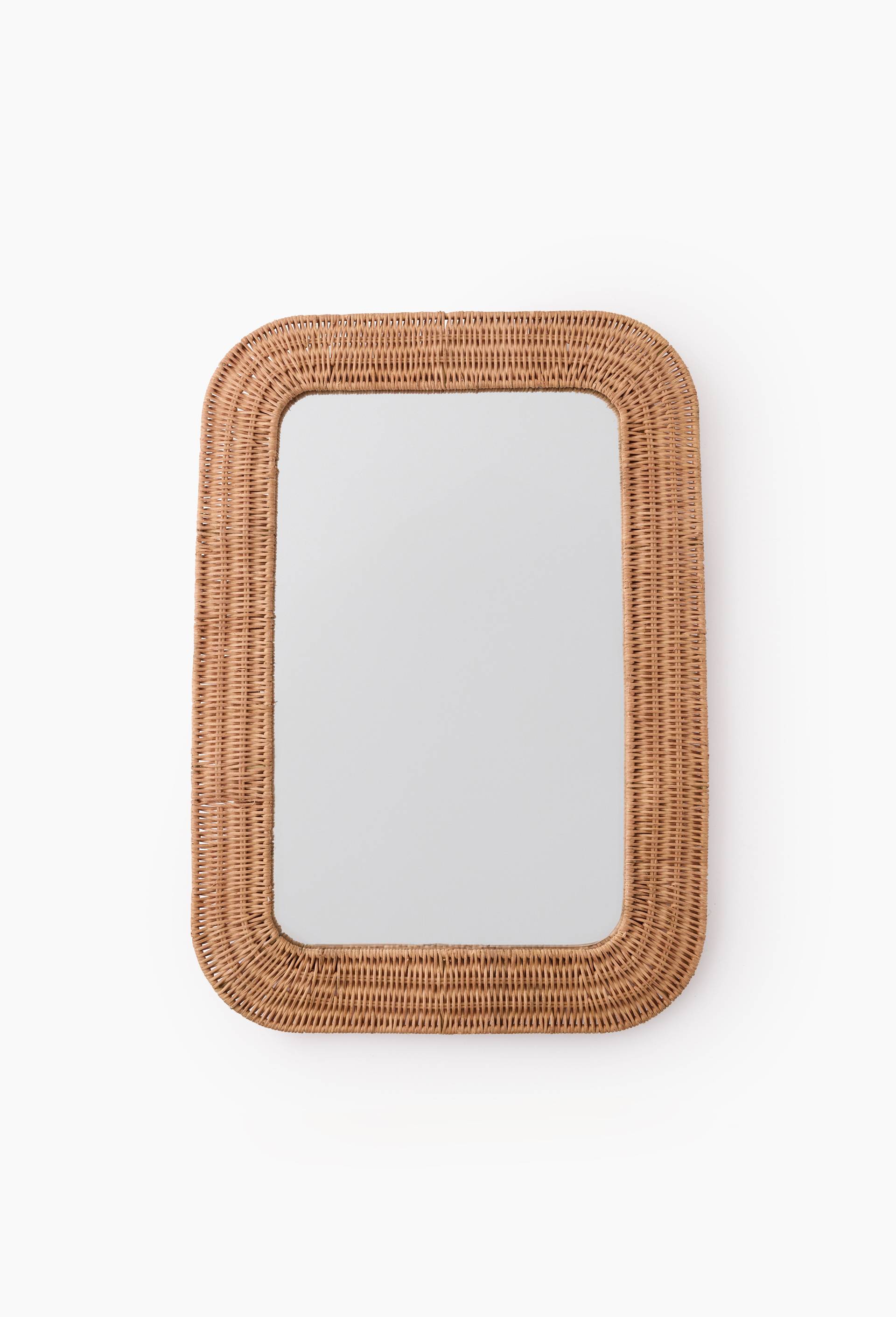 Miroir rectangulaire,  40x2x55cm, en rotin, Beige clair, large image number 0