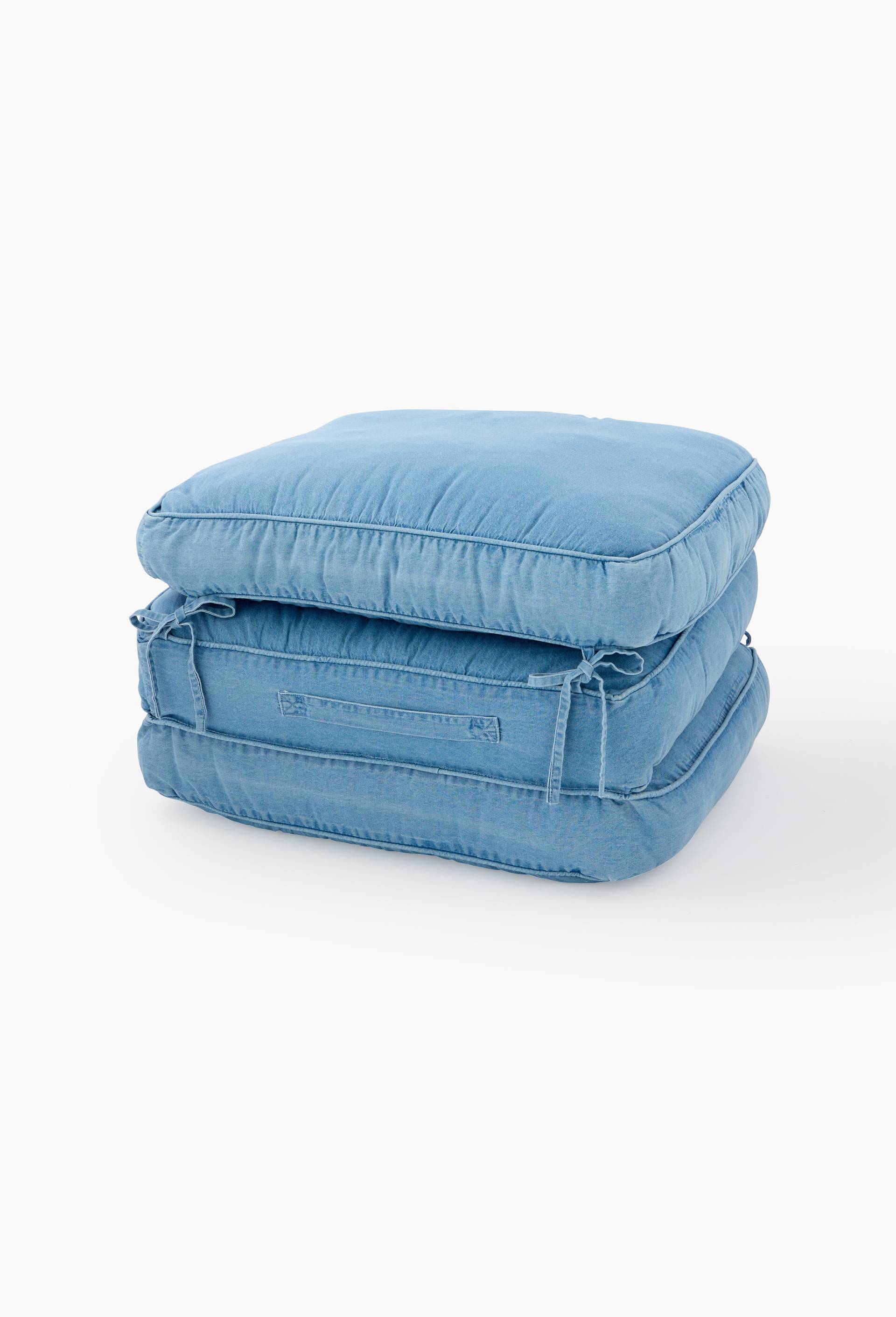 Matelas 3 parties, 60x180x10cm, 100% coton, Bleu fonc&eacute;, large image number 0