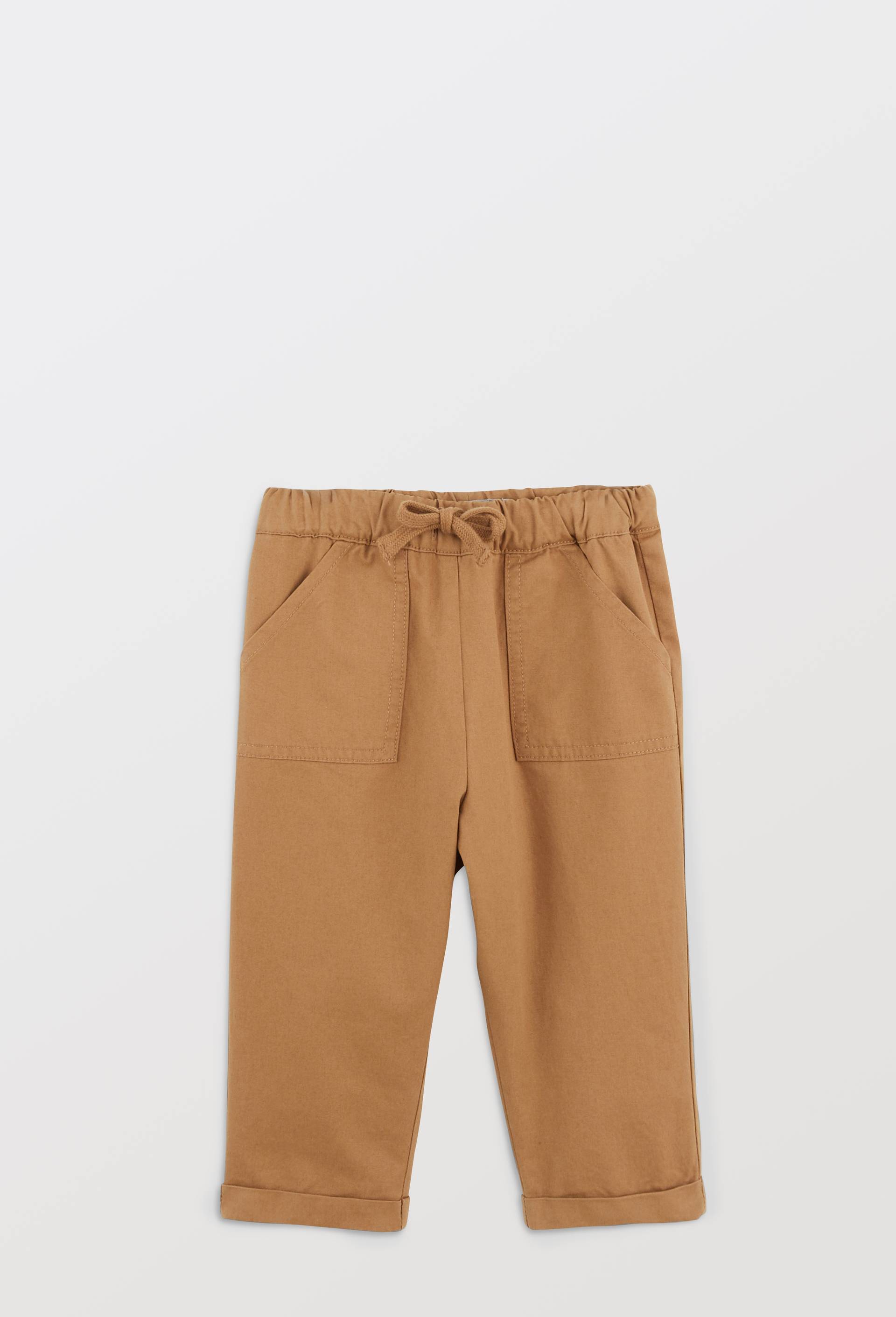 Pantalon taille &eacute;lastique uni en coton BIO GOTS, Brun clair, swatch image