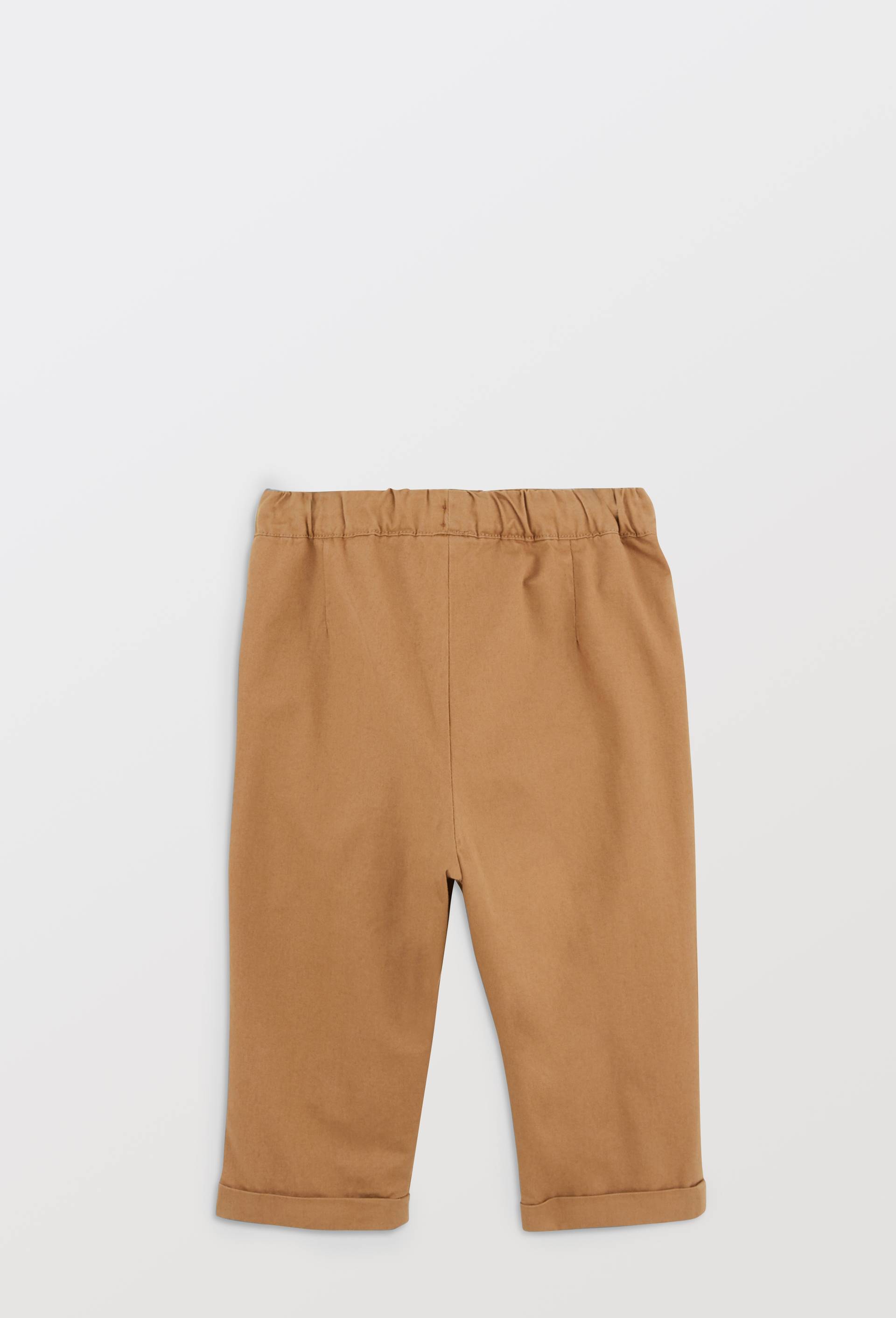 Pantalon taille &eacute;lastique uni en coton BIO GOTS, Brun clair, large image number 2.0