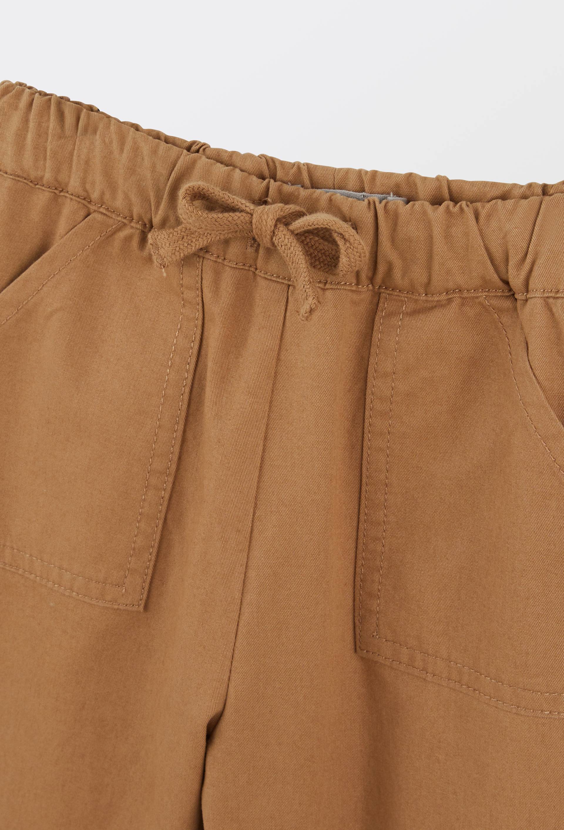 Pantalon taille &eacute;lastique uni en coton BIO GOTS, Brun clair, large image number 3