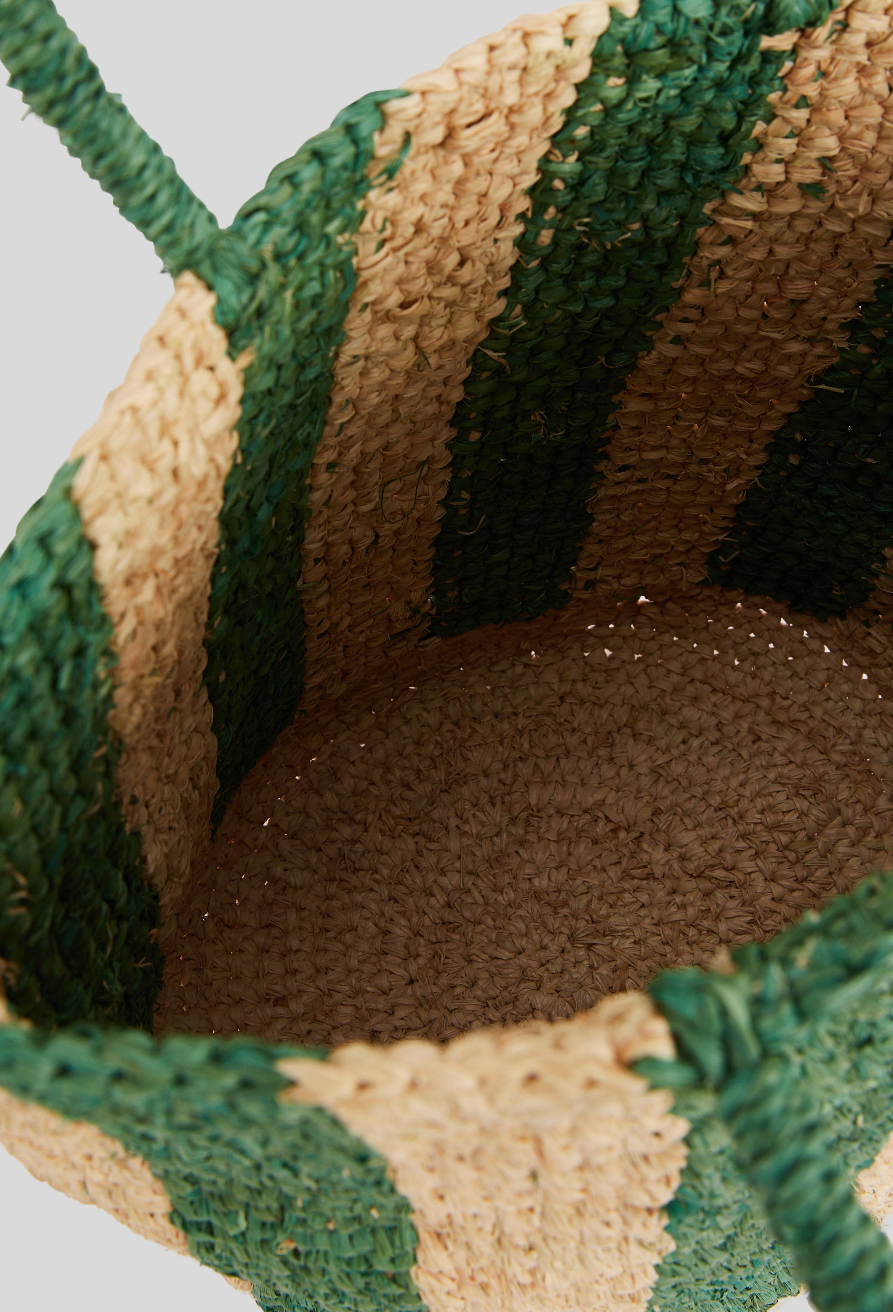 Seau en raphia ray&eacute;, Beige clair, large image number 2