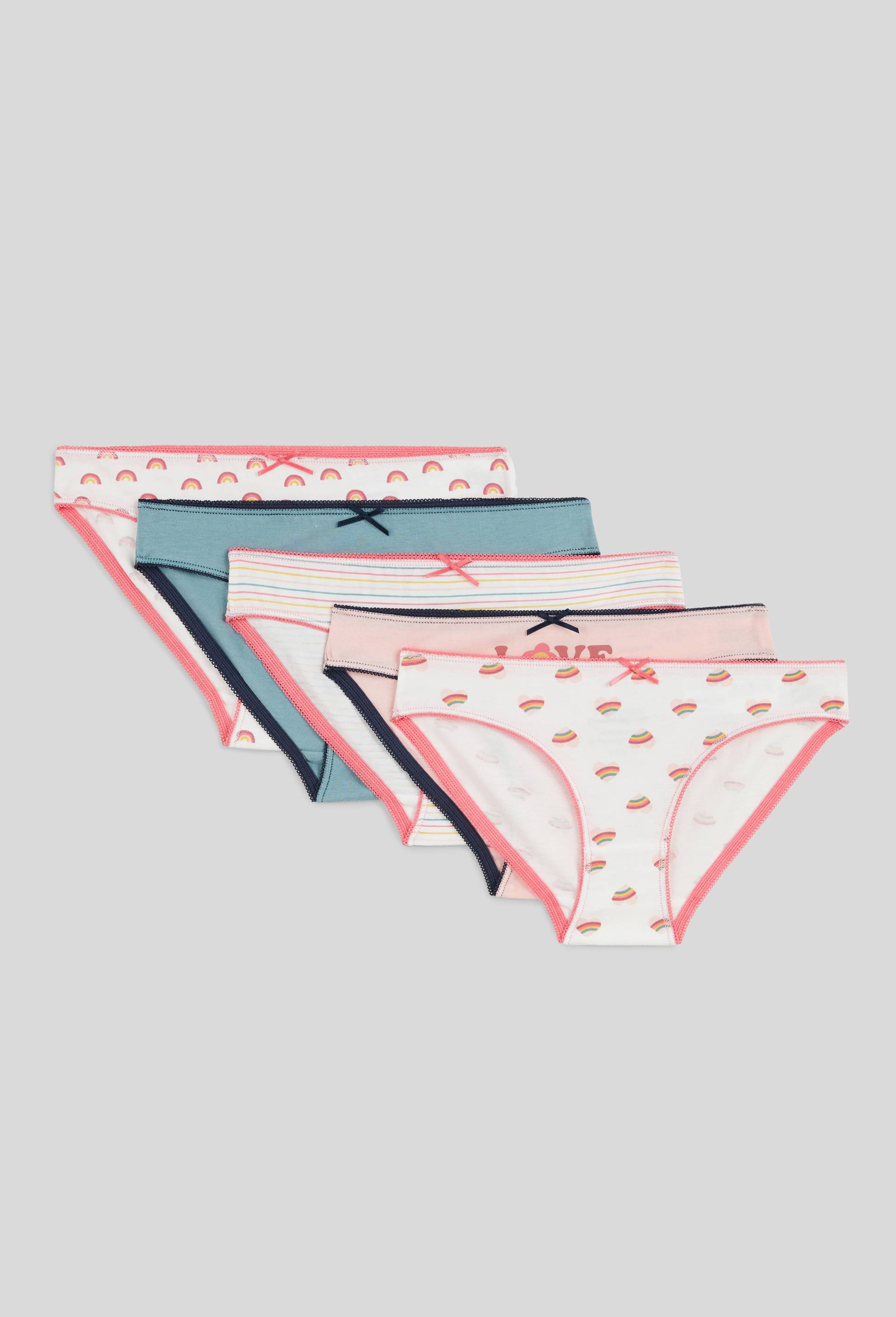 Lot de 5 culottes imprim&eacute;es en coton BIO GOTS, Bleu fonc&eacute;, large image number 0