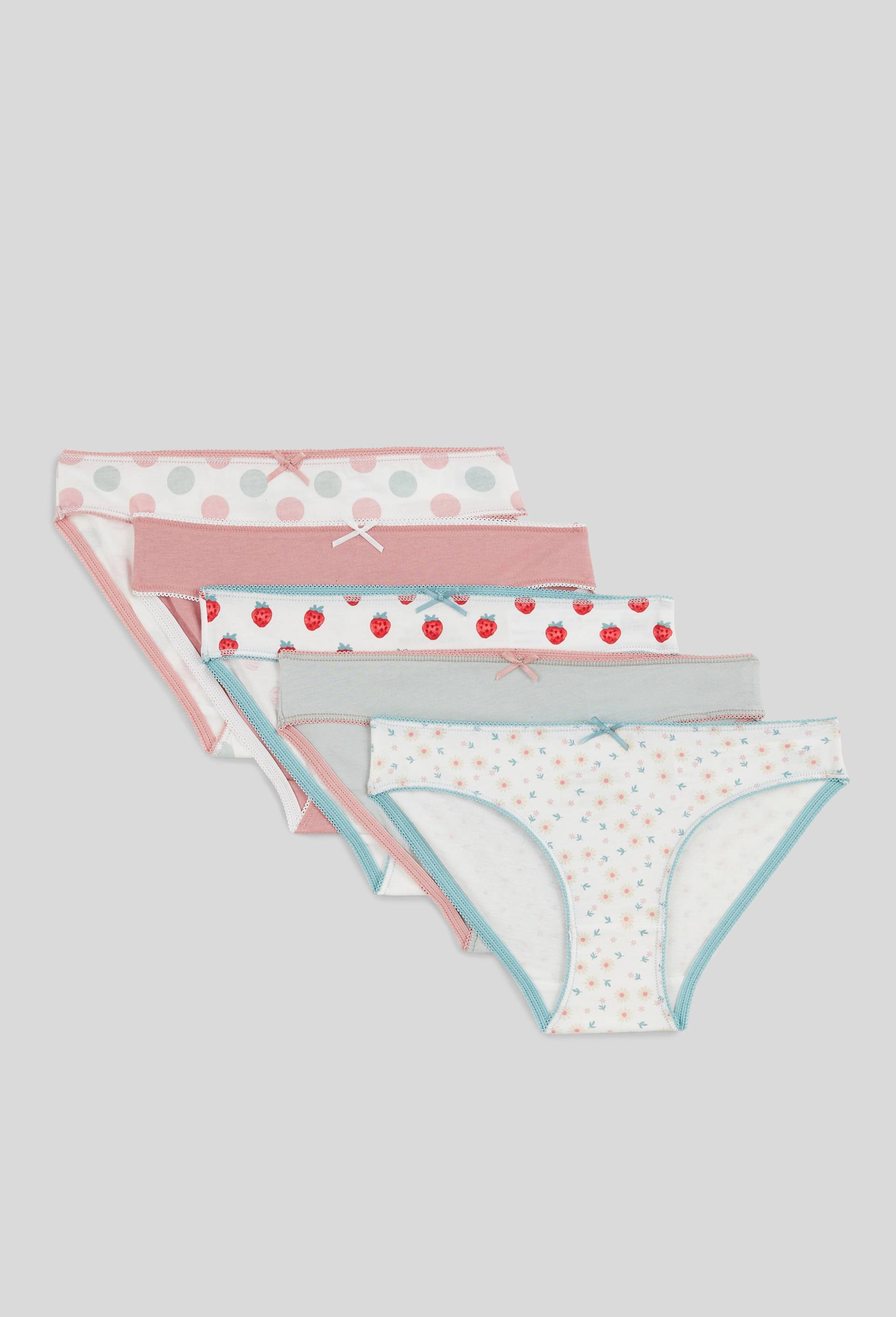 Lot de 5 culottes imprim&eacute;es en coton BIO GOTS, Rouge, large image number 0