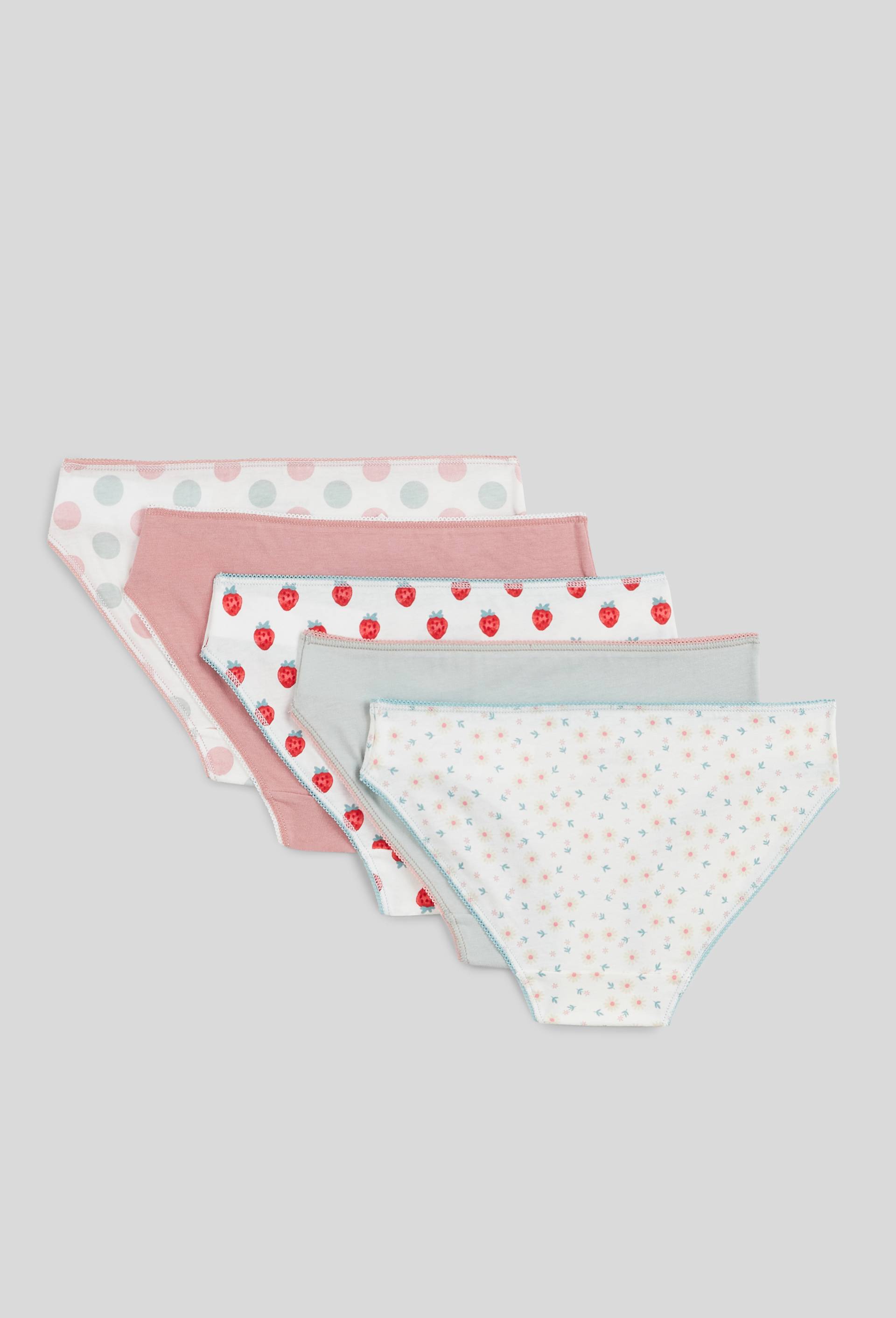 Lot de 5 culottes imprim&eacute;es en coton BIO GOTS, Rouge, large image number 1.0