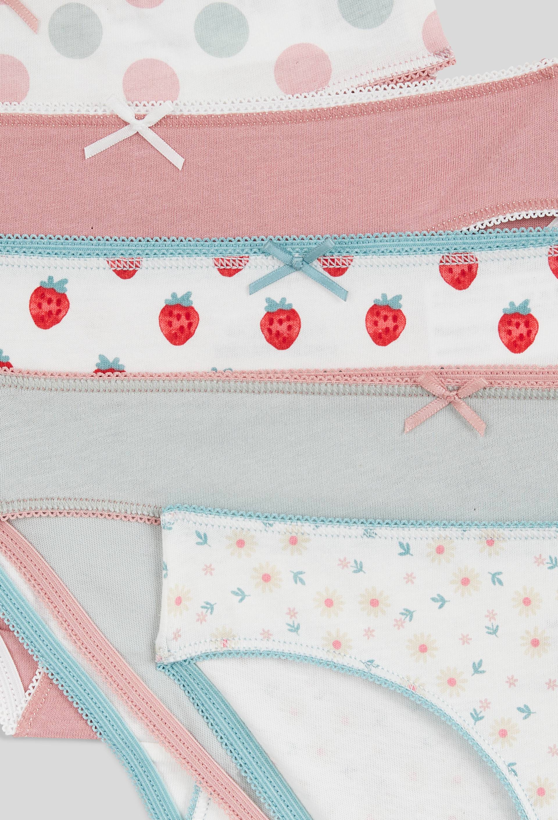Lot de 5 culottes imprim&eacute;es en coton BIO GOTS, Rouge, large image number 2