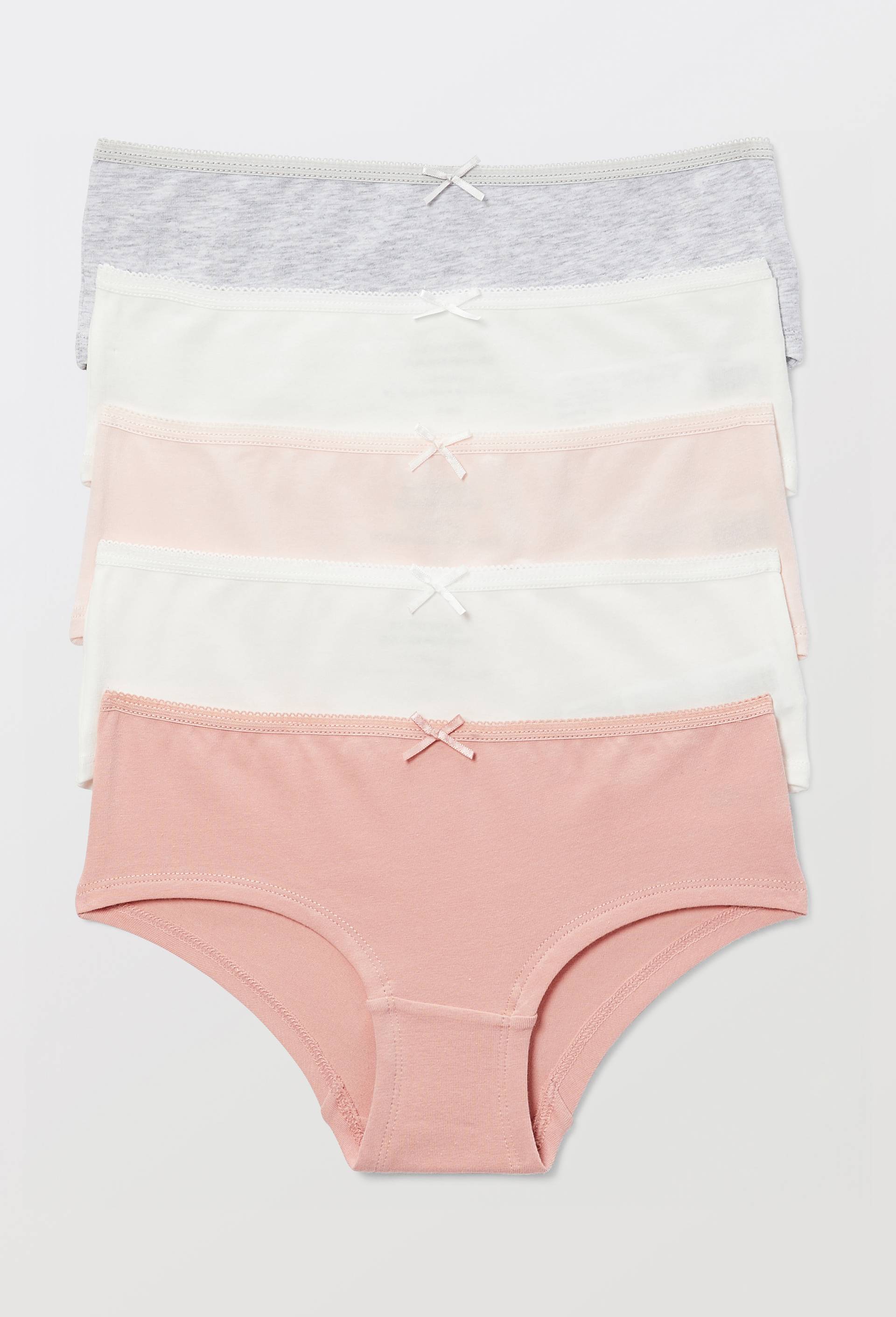 Lot de 5 shorties unis en coton BIO, Ecru, large image number 0