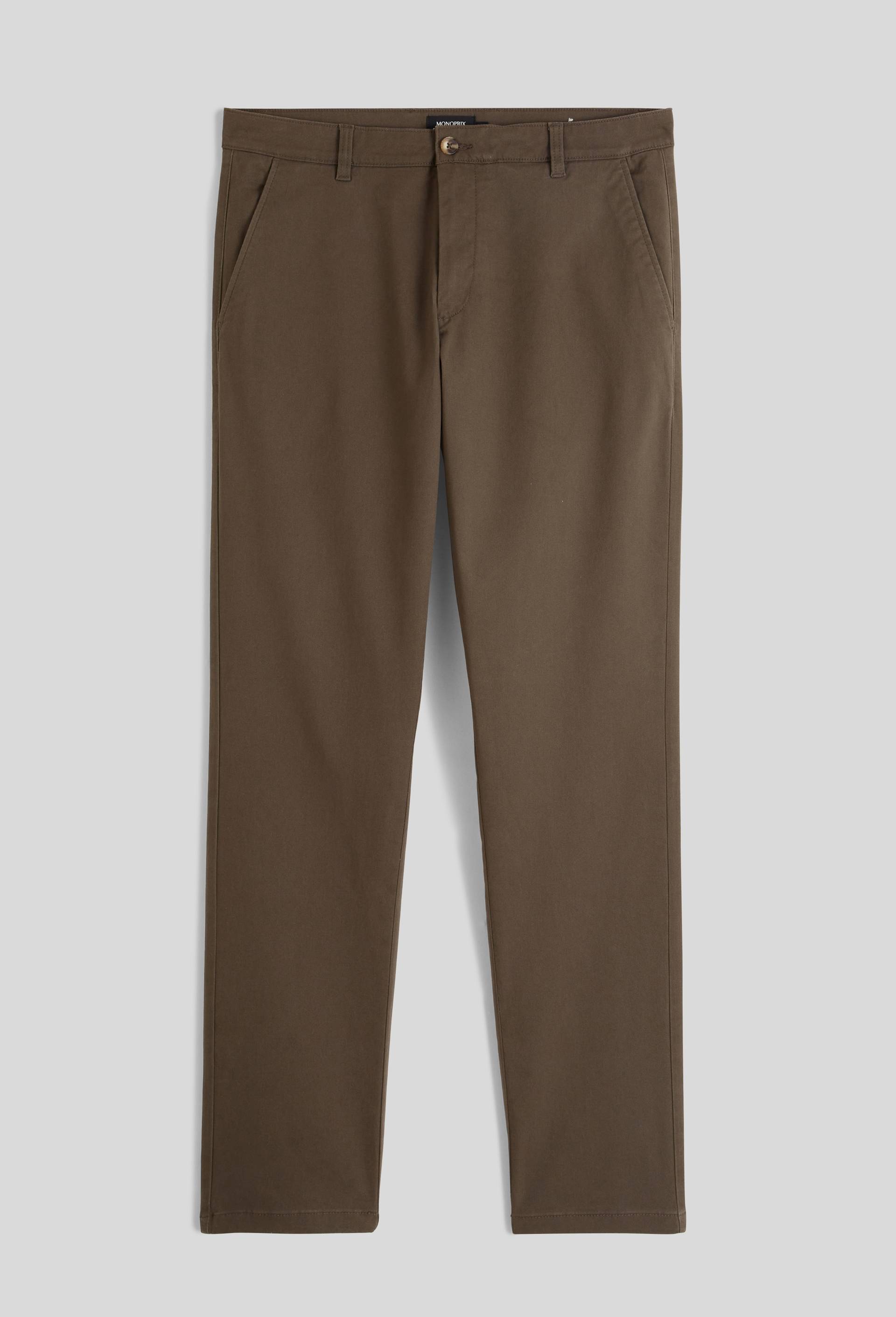 Pantalon chino straight en coton BIO GOTS, Brun fonc&eacute;, large image number 1