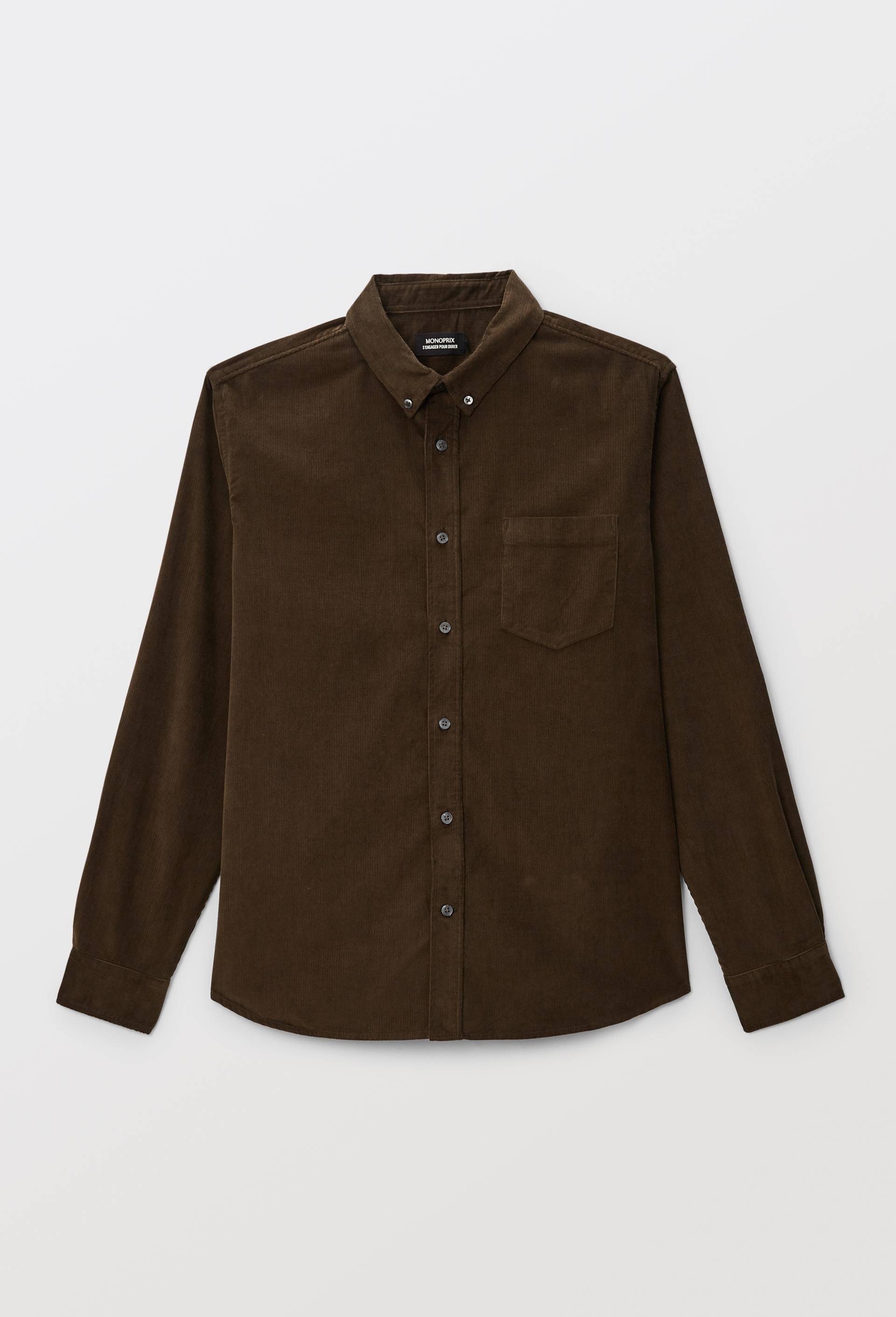 Chemise manches longues velours en coton BIO GOTS, Brun fonc&eacute;, large image number 3