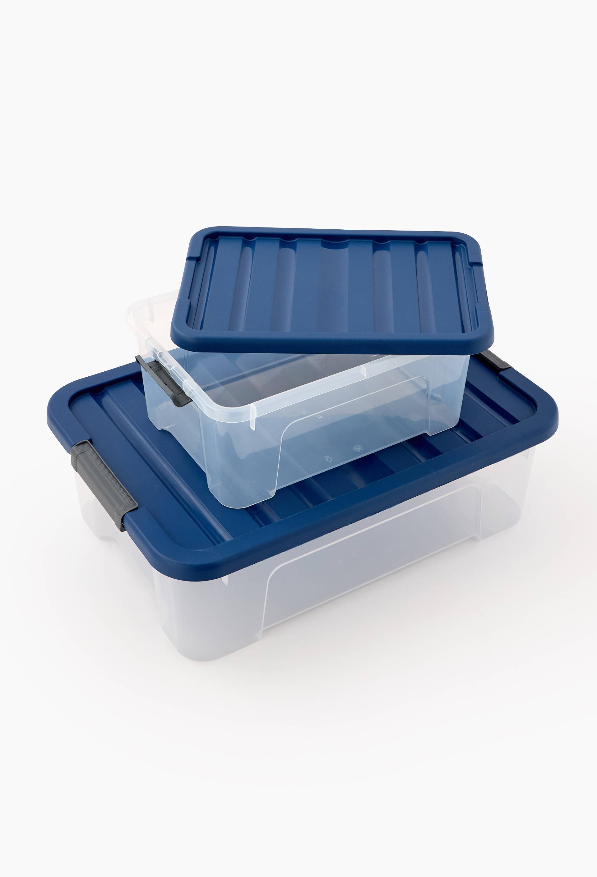 Boite, L.55,5 x l.39 x h.17 cm, en plastique recycl&eacute;, Transparent, large image number 1
