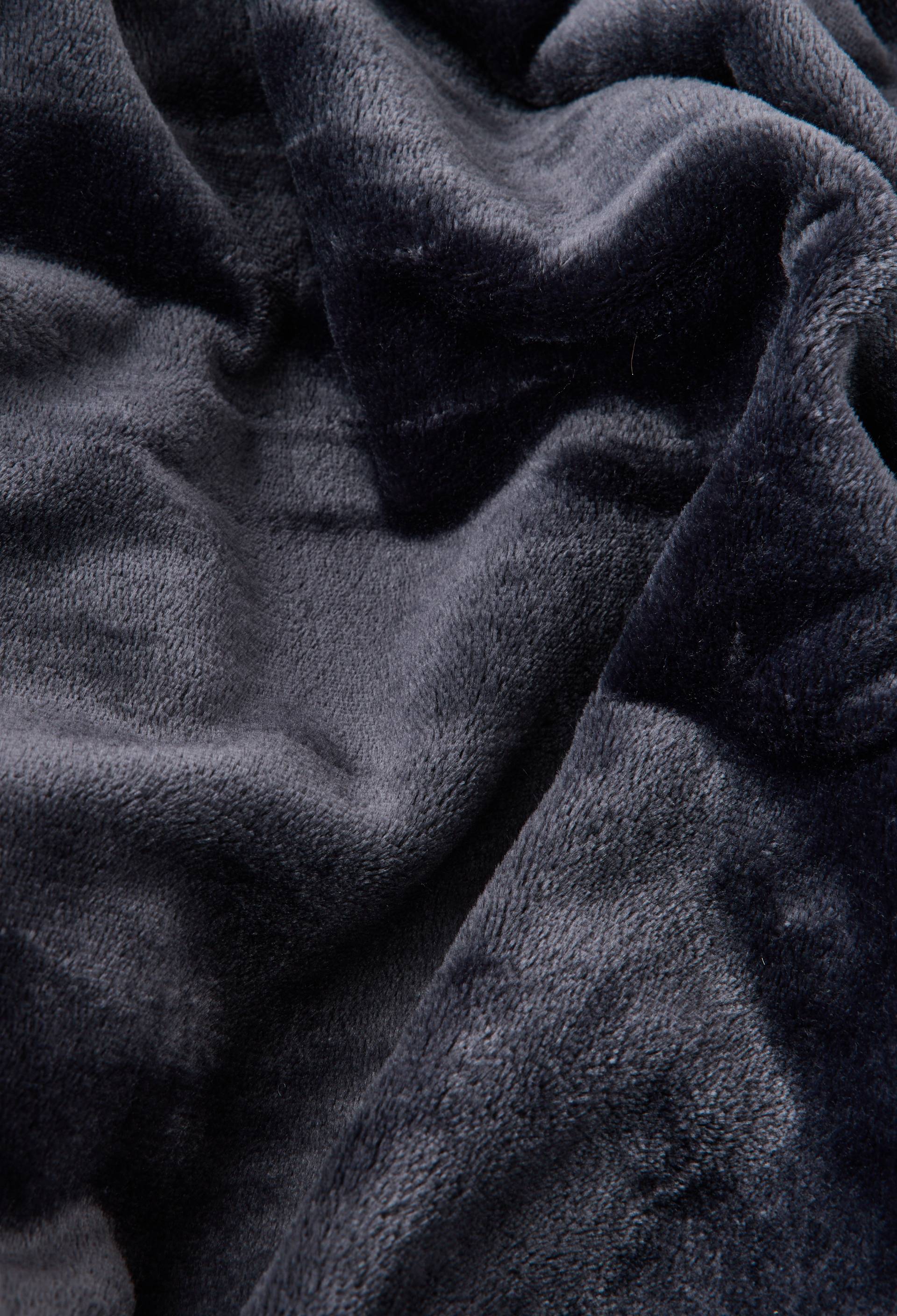 Plaid microfibre uni, polyester recycl&eacute;, Gris fonc&eacute;, large image number 3