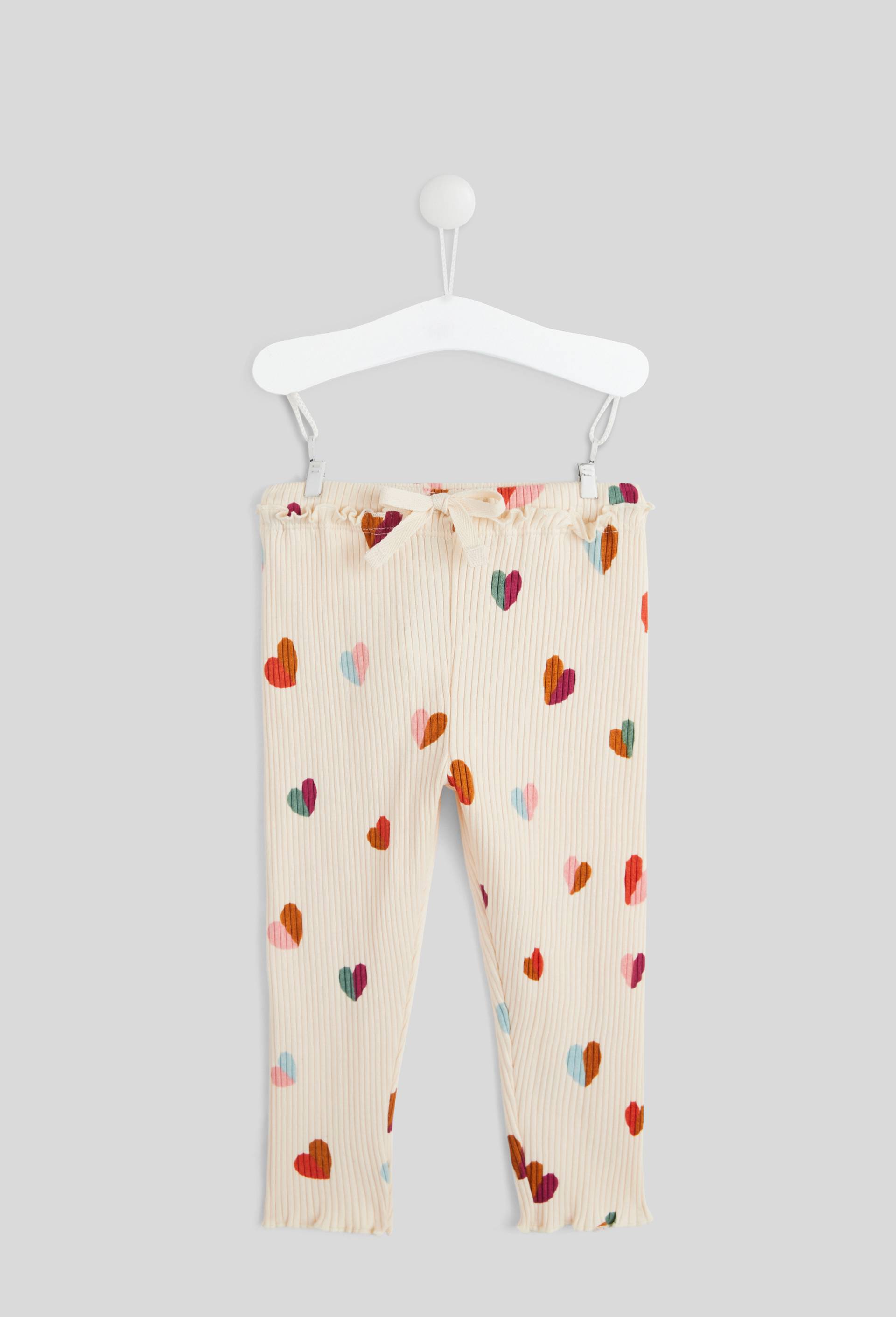 Legging côtelé imprimé en coton BIO GOTS, Ecru, large image number 0.0
