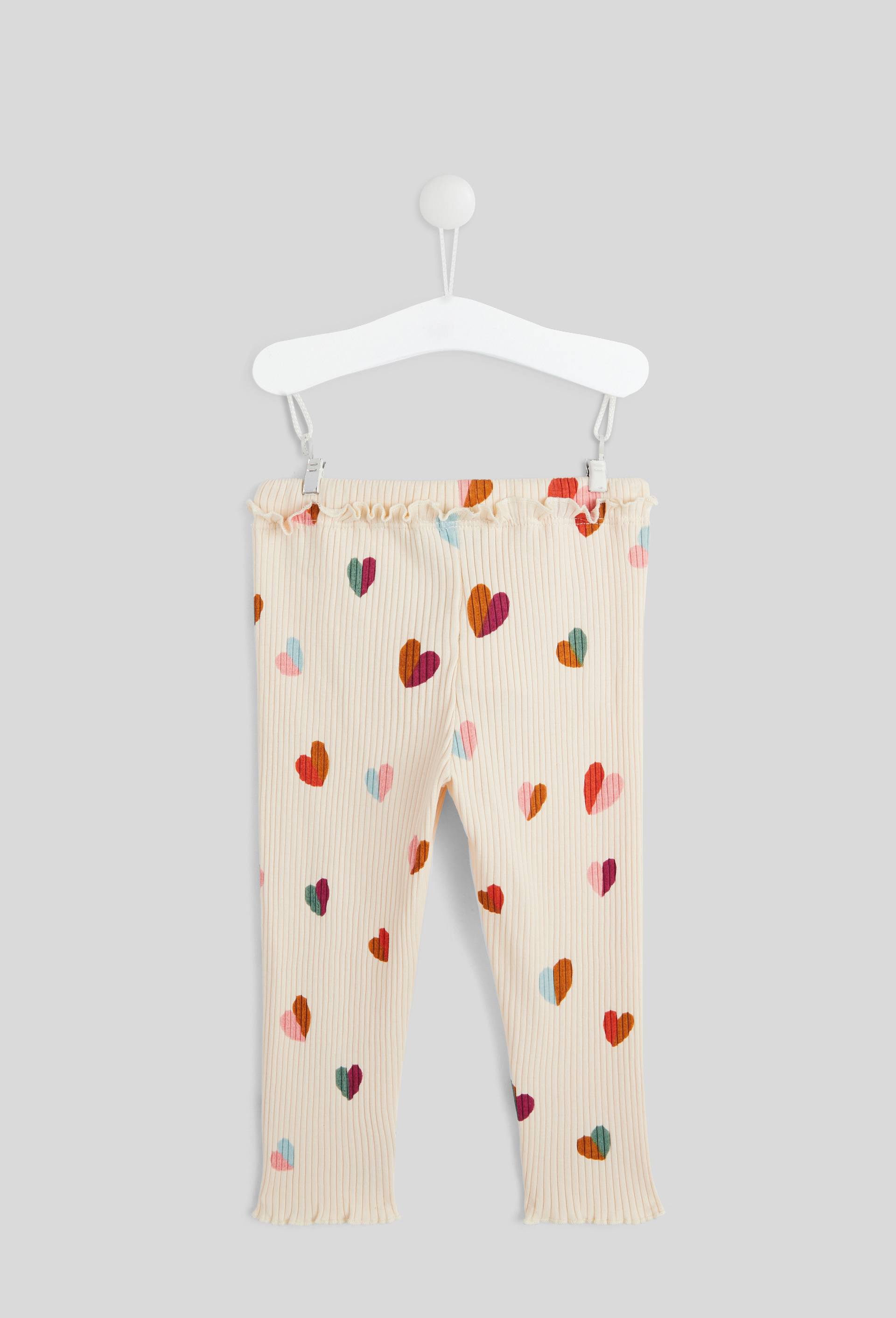 Legging côtelé imprimé en coton BIO GOTS, Ecru, large image number 1.0
