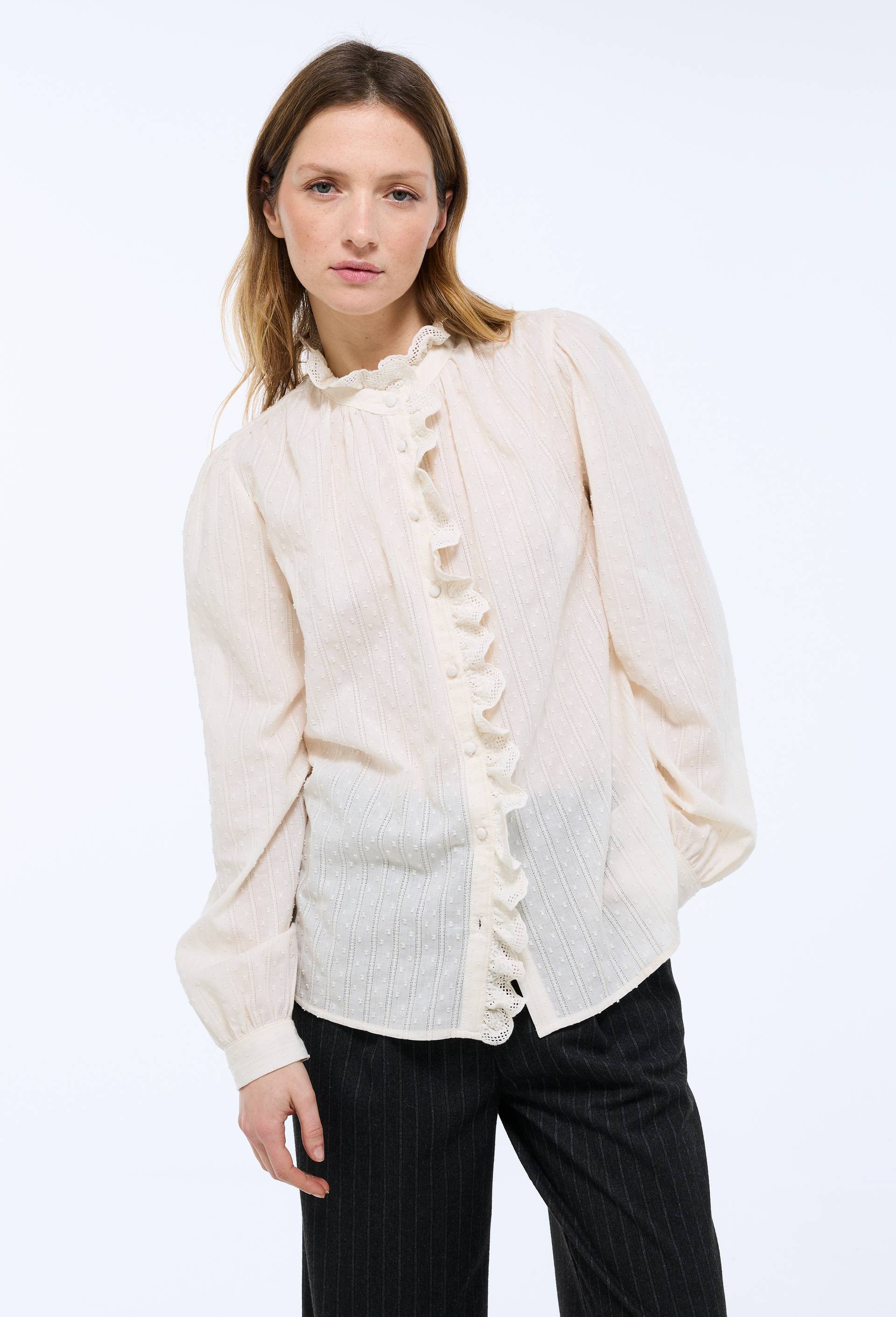 Chemise manches longues unie en coton BIO GOTS, Blanc, large image number 0
