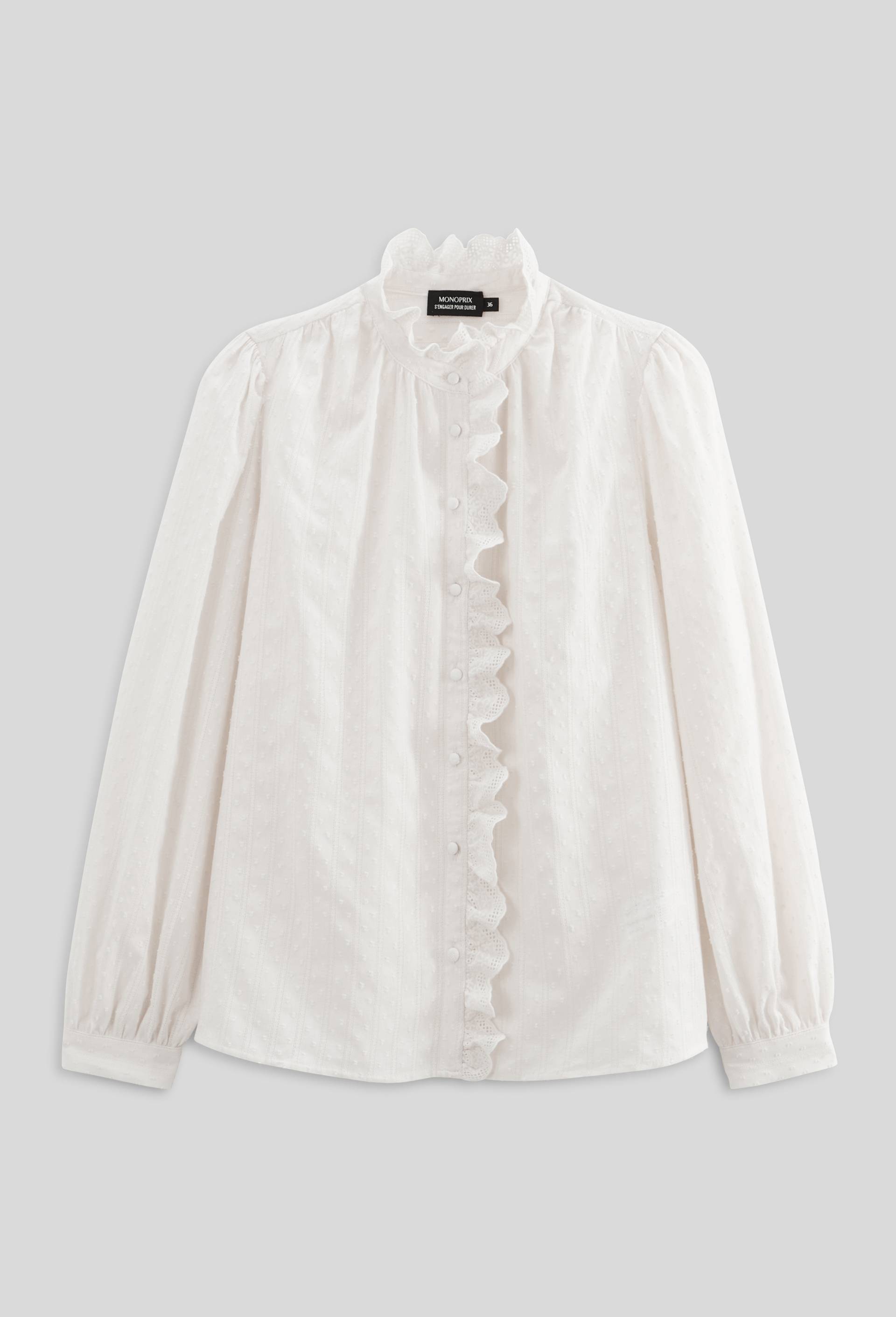 Chemise manches longues unie en coton BIO GOTS, Blanc, large image number 2