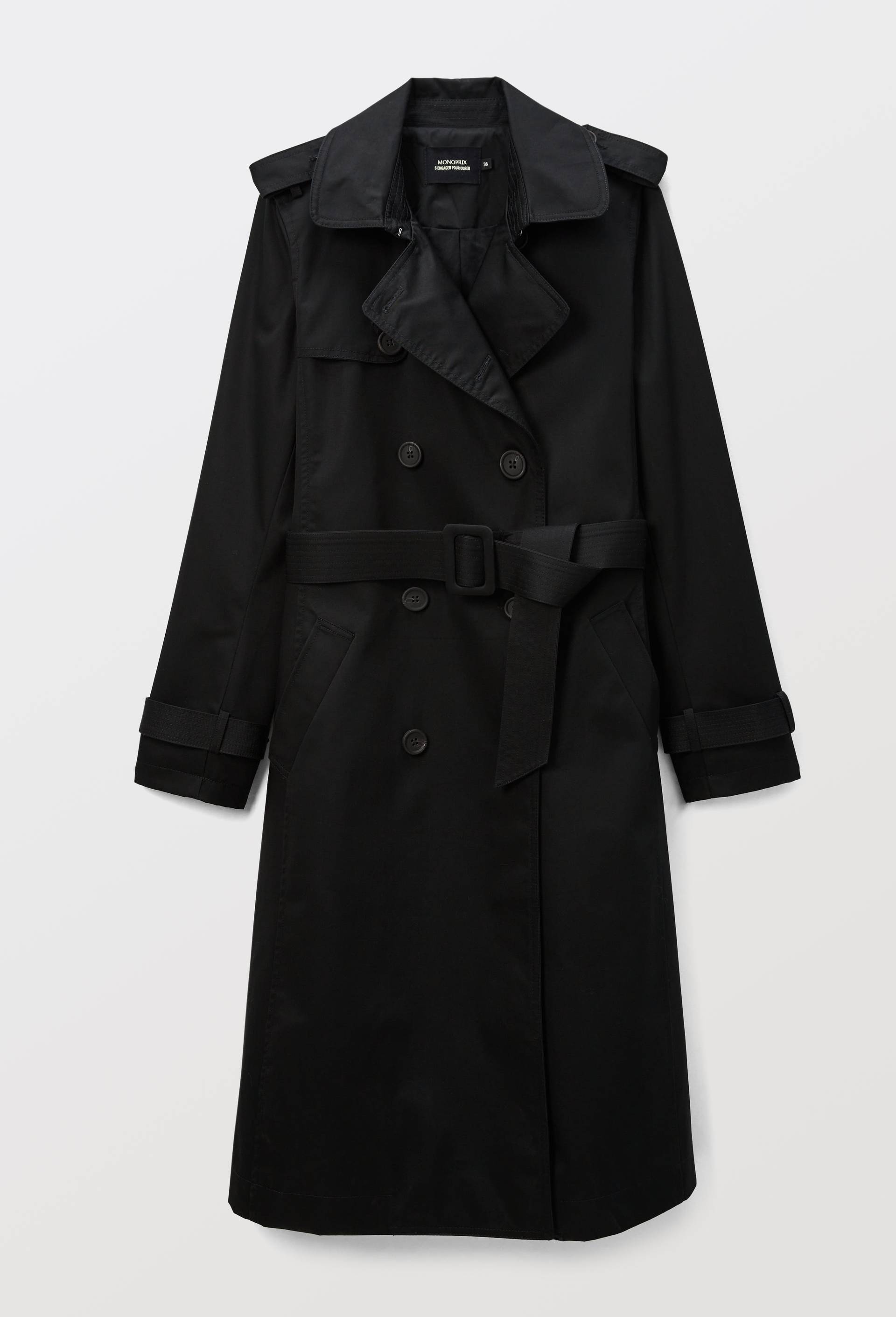 Trench ceinturé en coton NOIR pour femme MONOPRIX