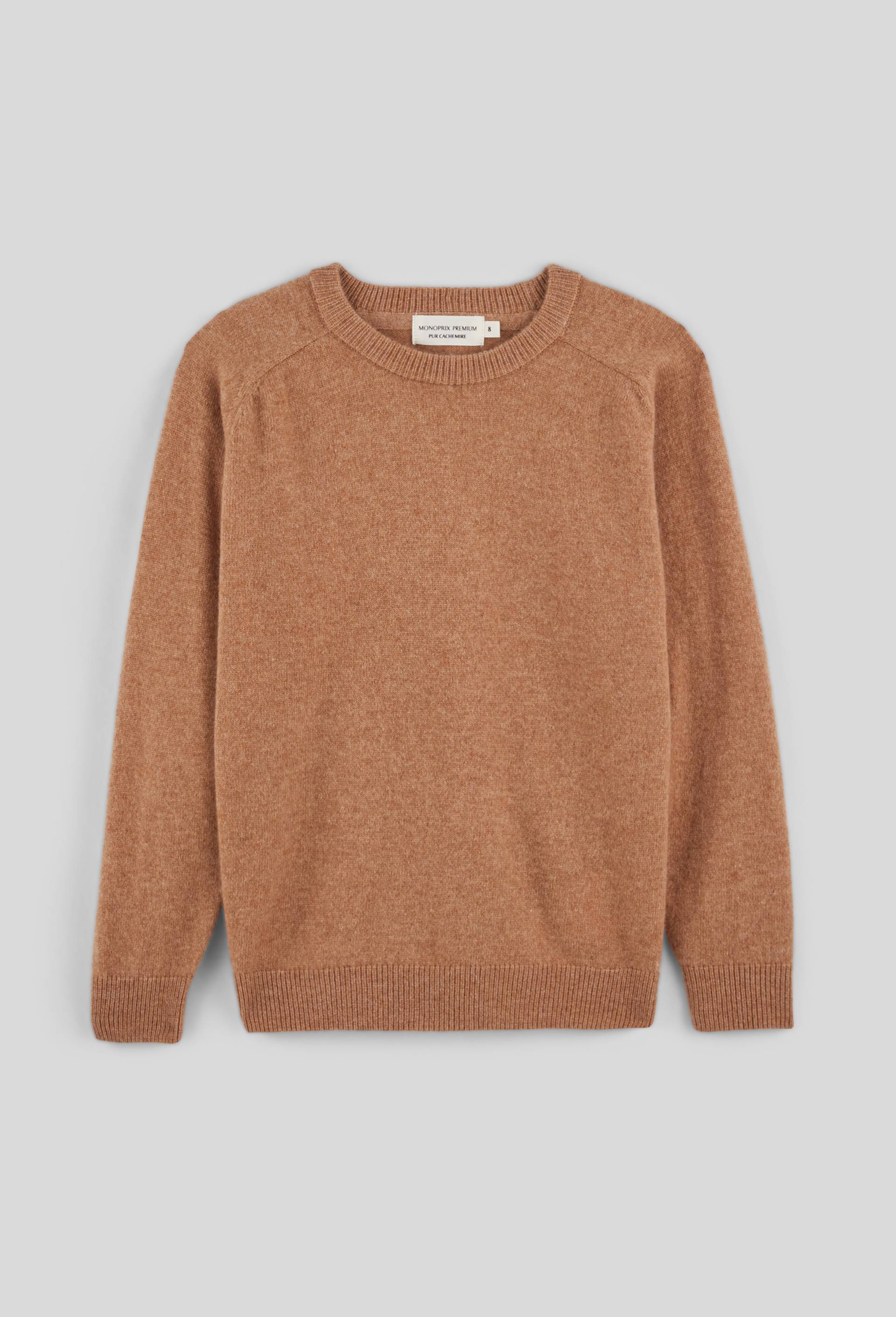 Pull uni col rond en 100% cachemire, Beige, large image number 1.0
