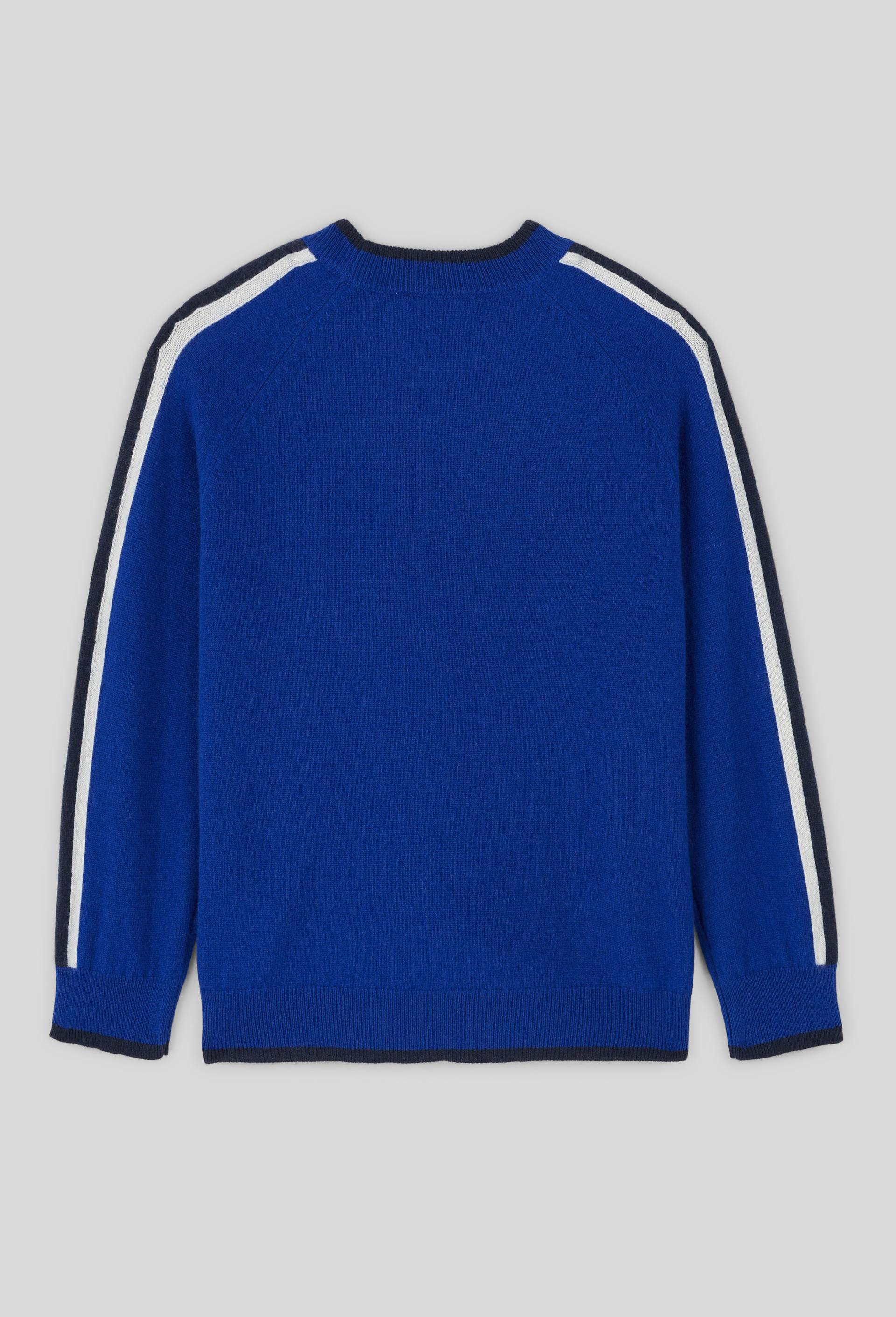 Pull uni en 100% cachemire avec d&eacute;tails sur les manches, Bleu, large image number 2