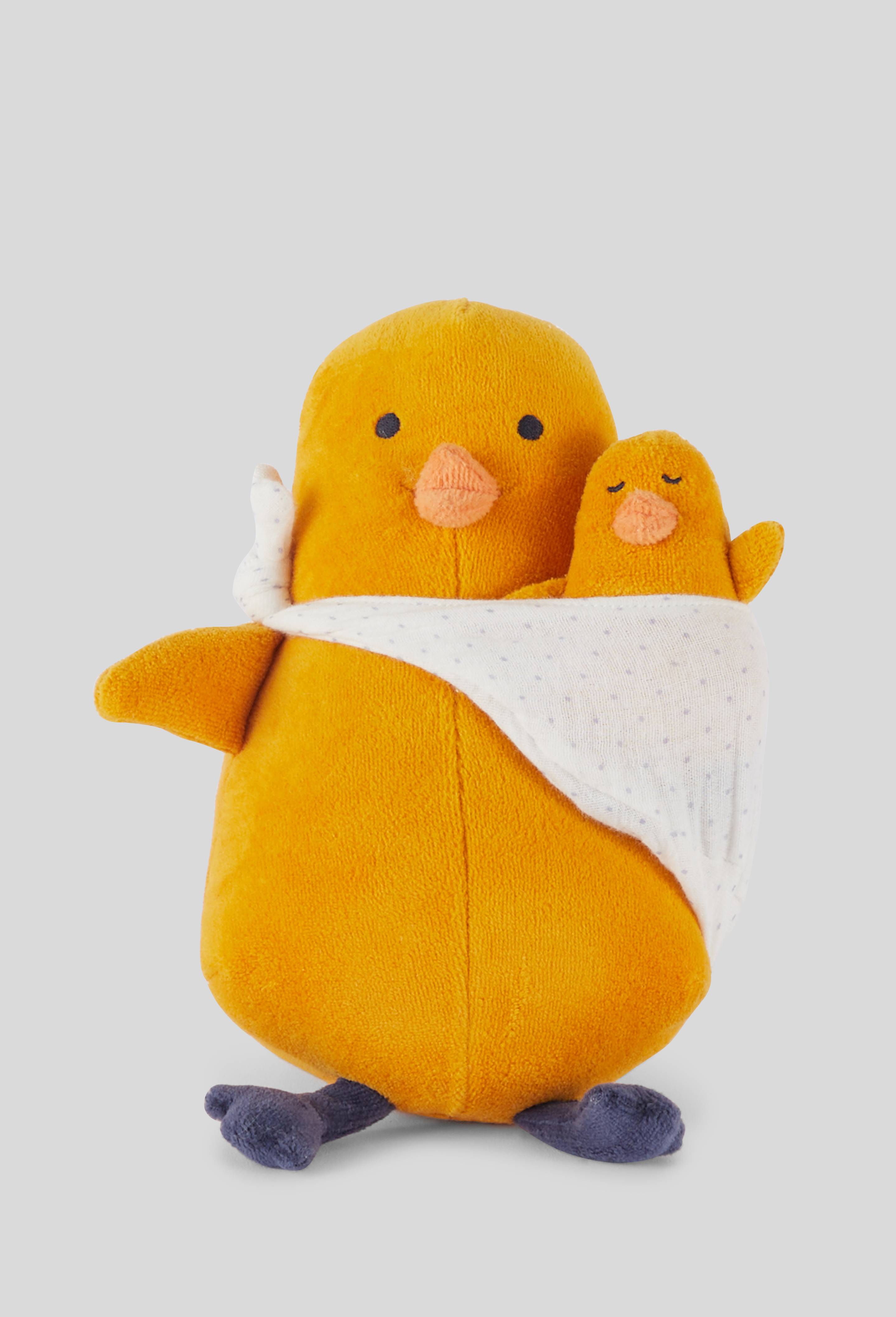 Doudou poussin en coton BIO, Jaune, large image number 0
