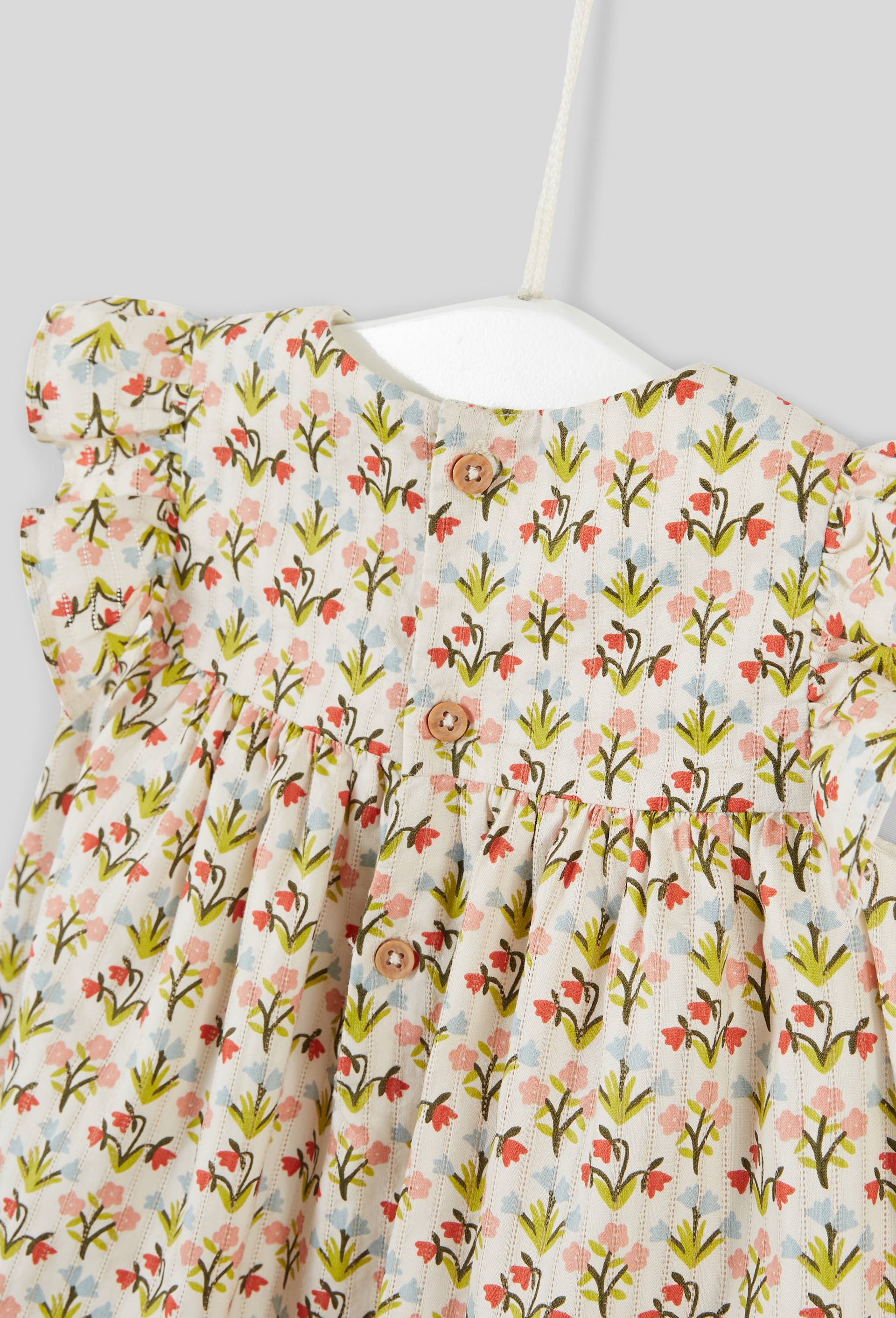 Robe manches courtes col rond avec culotte imprim&eacute;es en coton BIO, certifi&eacute; OEKO-TEX, Beige clair, large image number 2