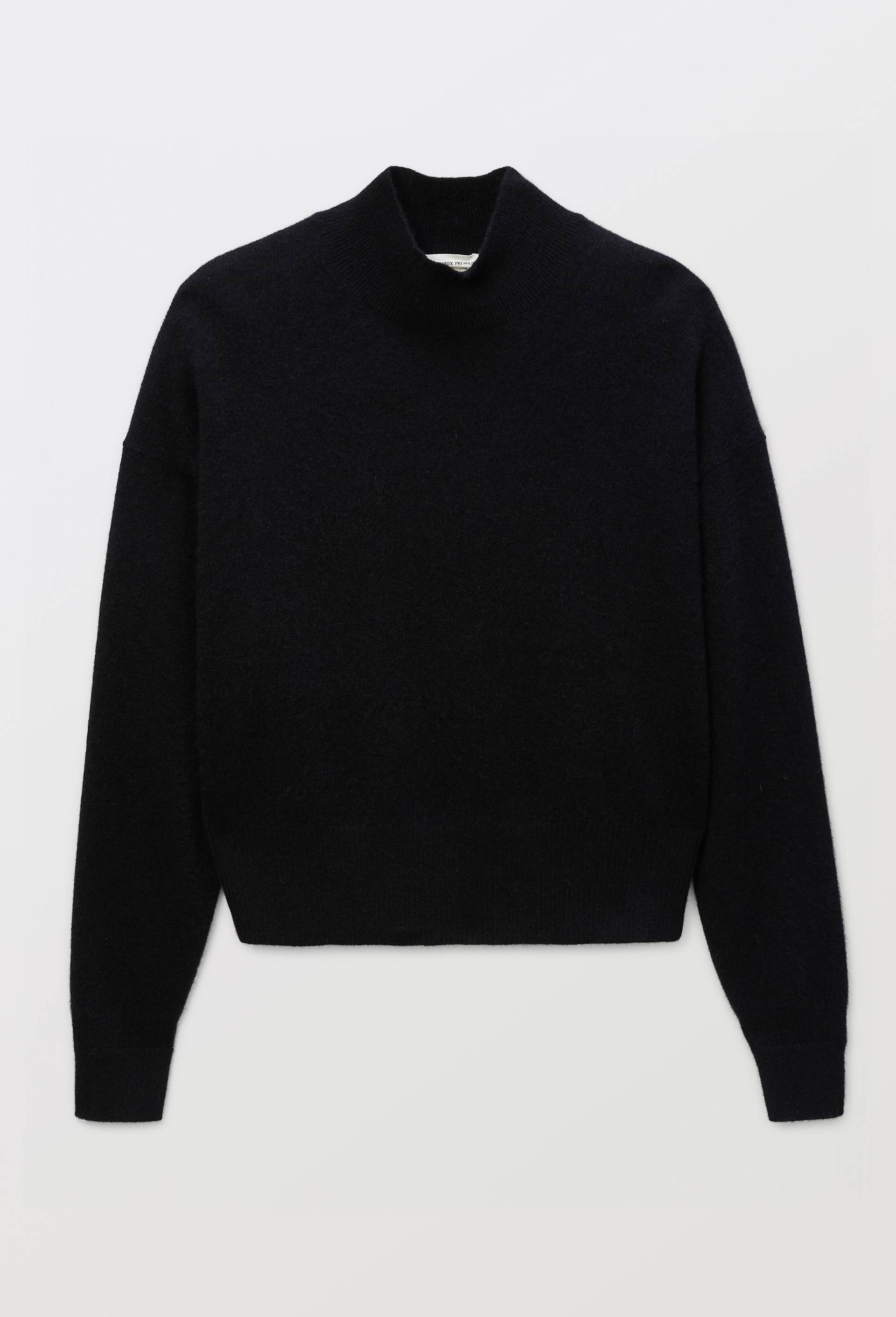 Pull uni court col montant en 100% cachemire, Noir, large image number 2