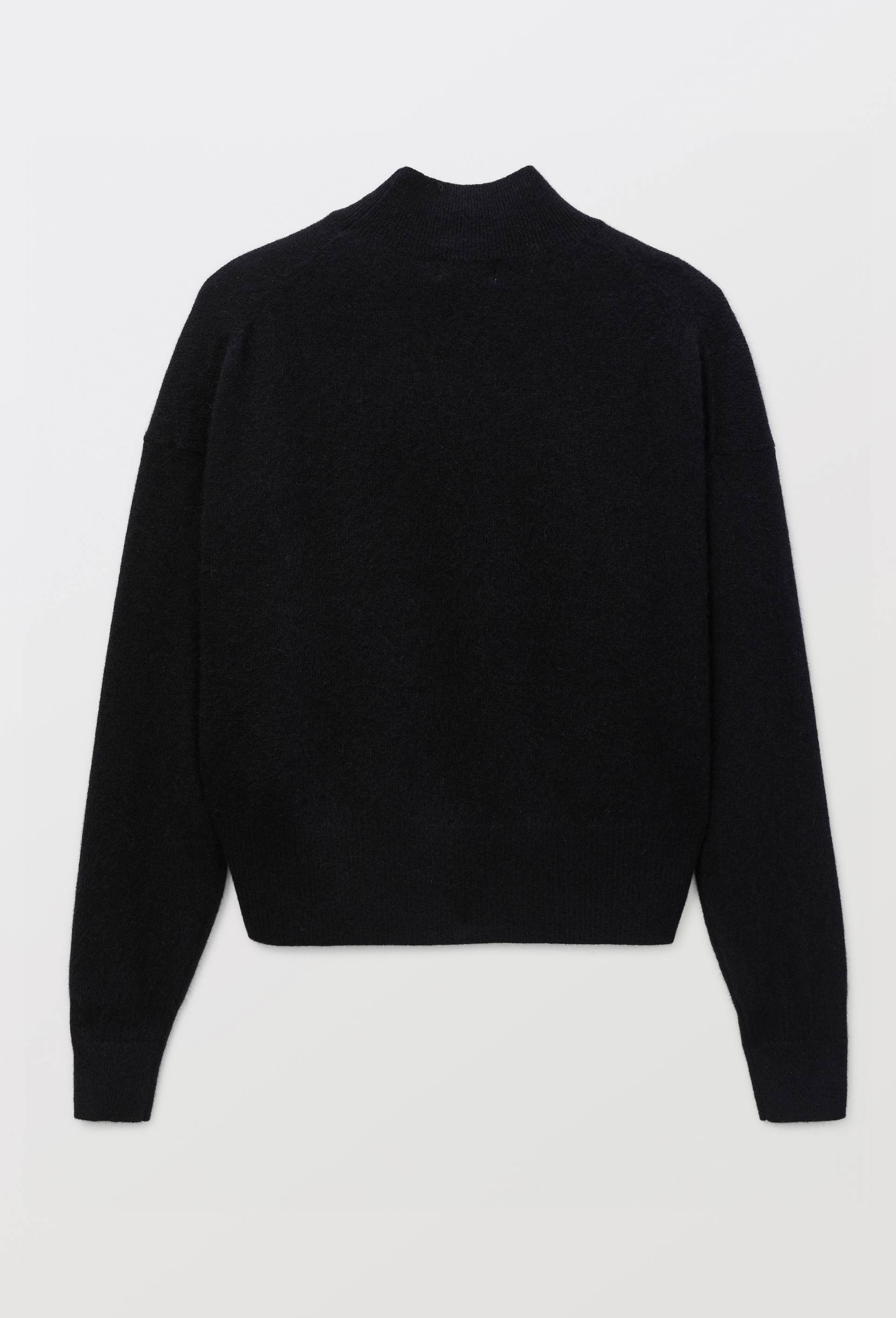Pull uni court col montant en 100% cachemire, Noir, large image number 3