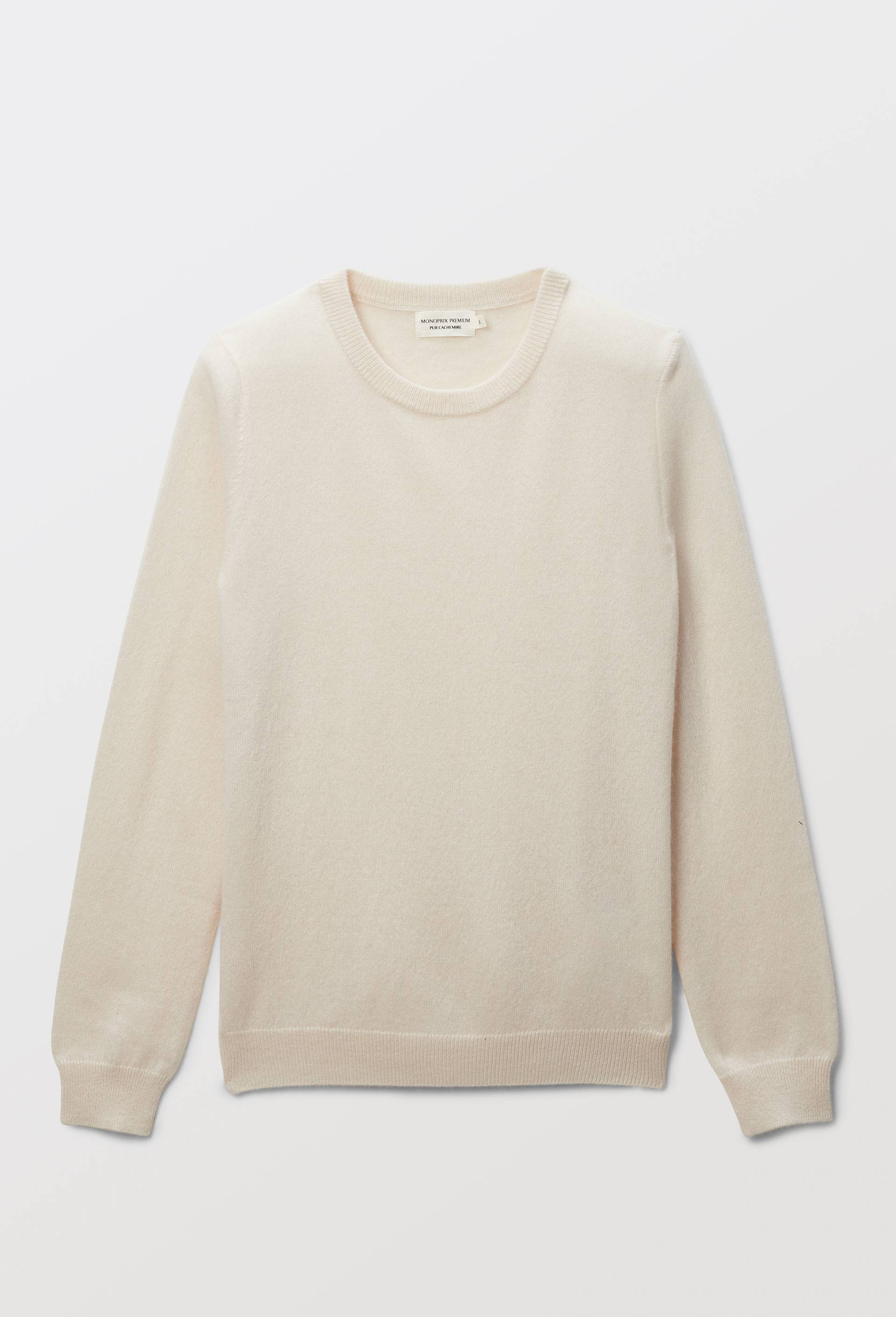 Pull uni col rond en 100% cachemire, Ecru, large image number 2