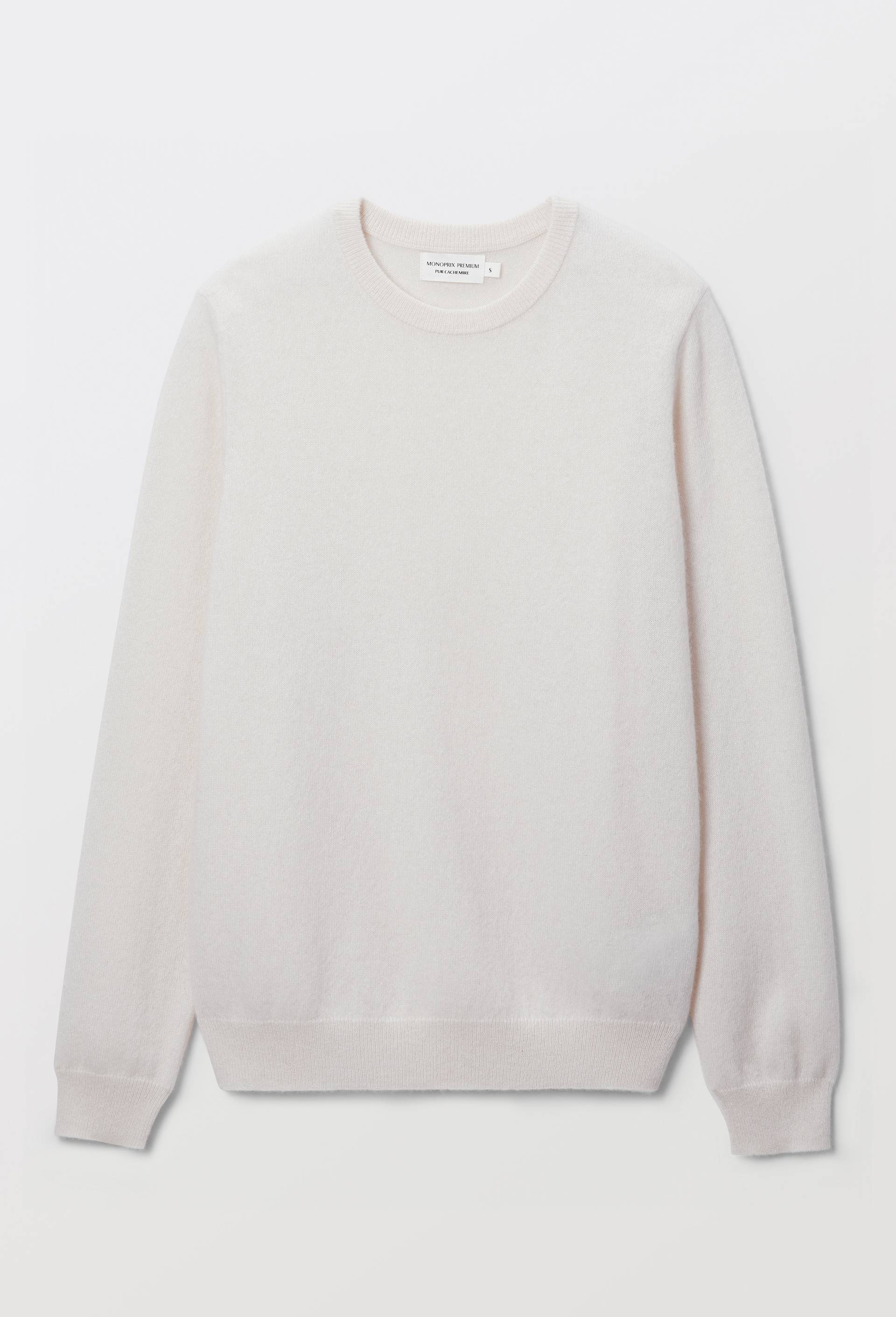 Pull uni col rond en 100% cachemire, Ecru, large image number 3.0
