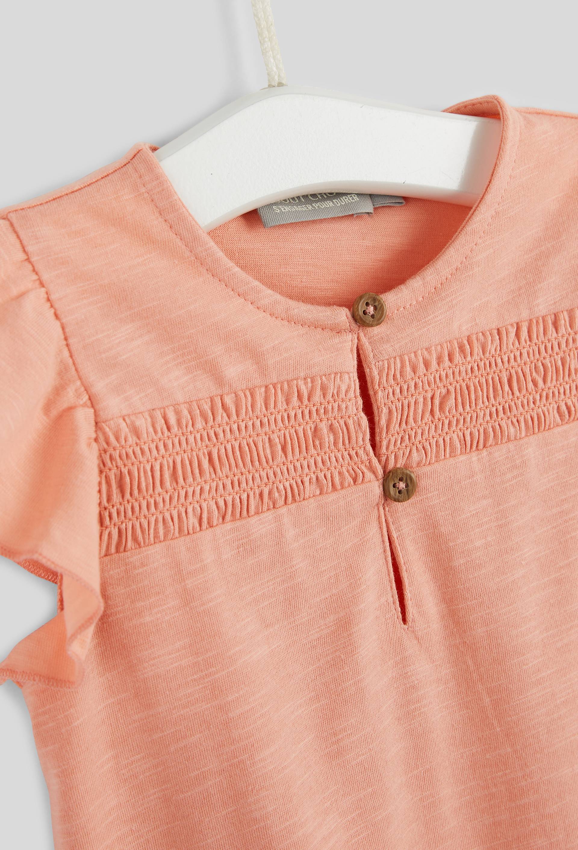 Blouse manches courtes unie en coton BIO, certifi&eacute; OEKO-TEX, Rose, large image number 2