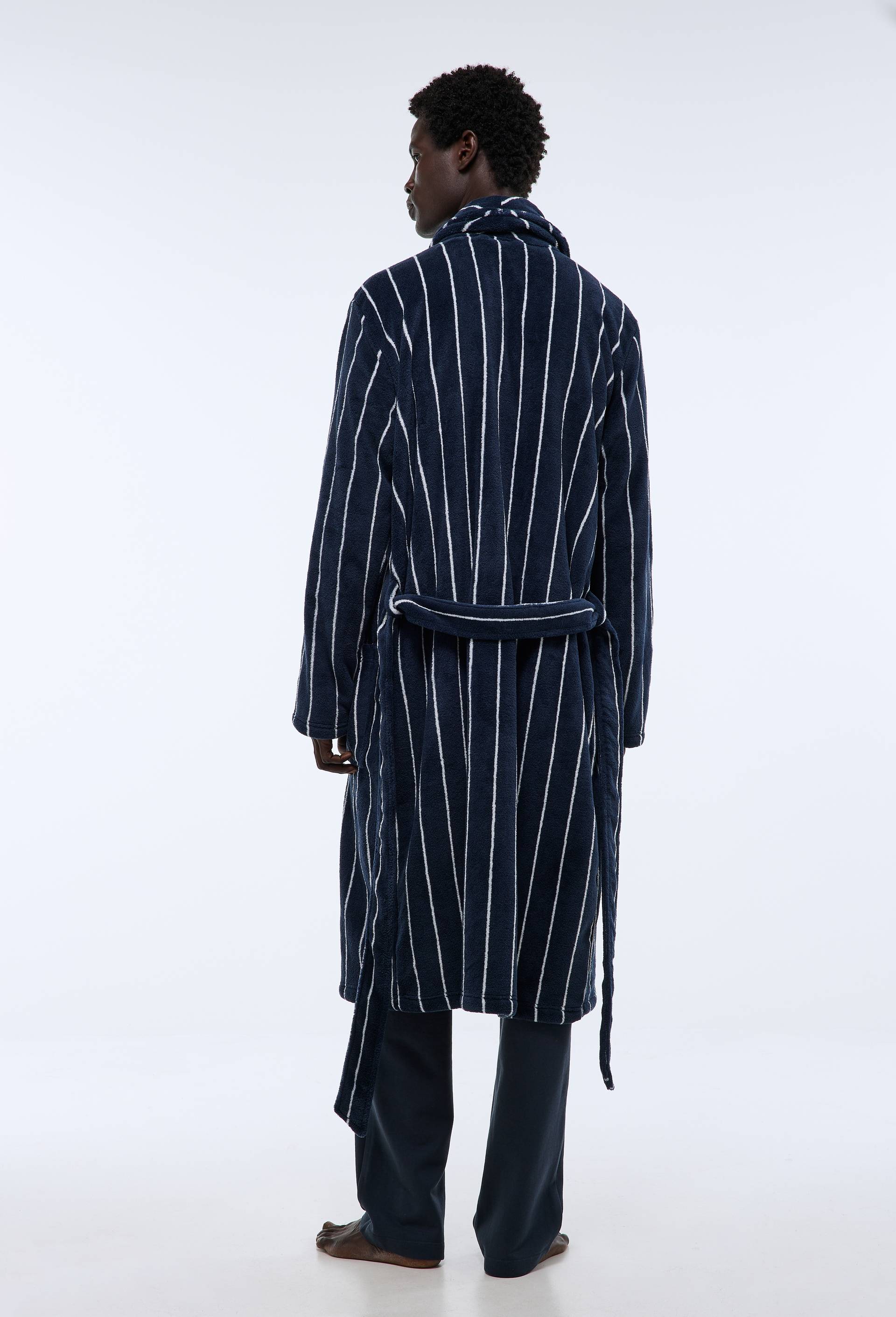 Peignoir en polaire à rayures BLEU FONCE pour homme MONOPRIX