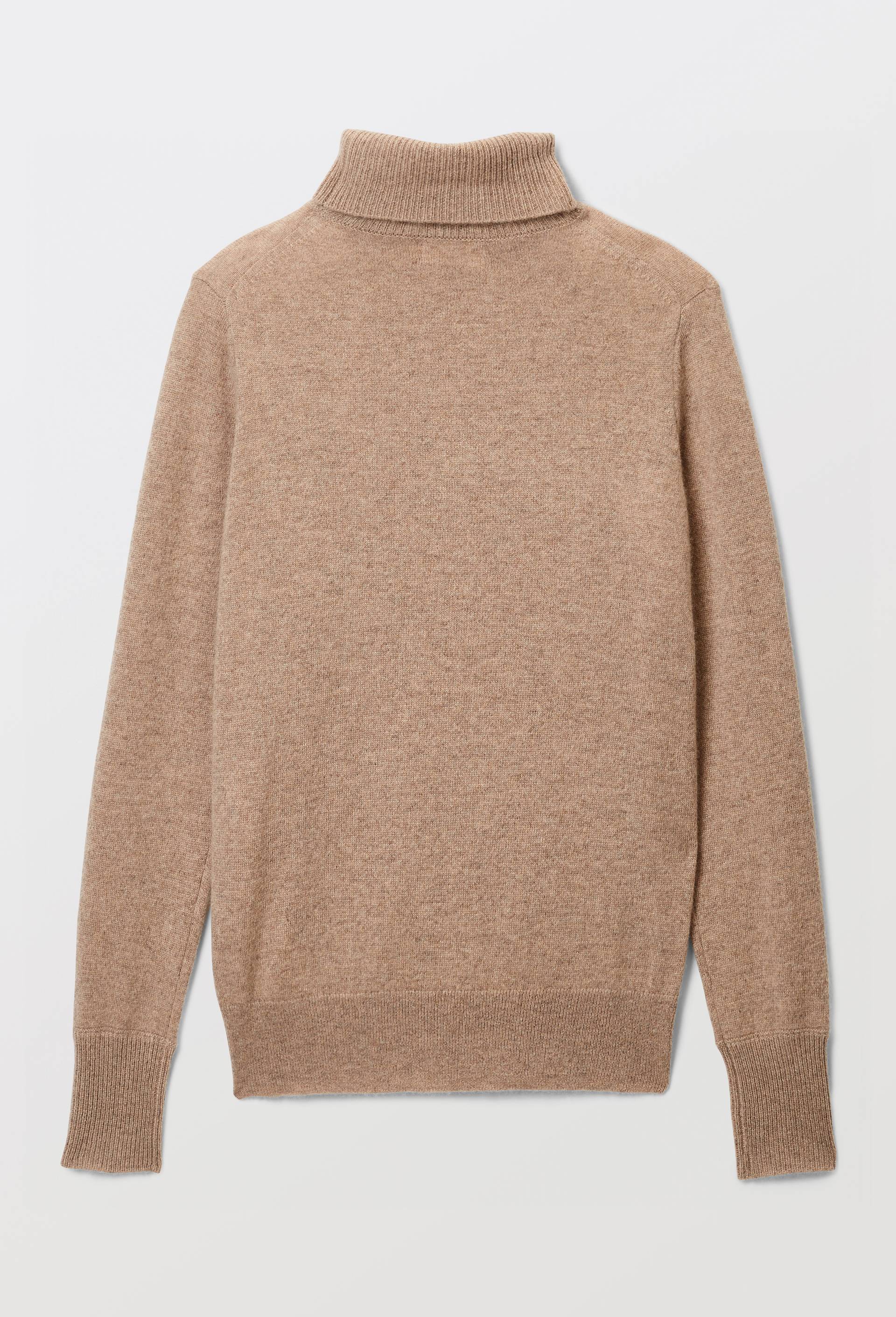 Pull uni col roul&eacute; en 100% cachemire, Beige, large image number 3