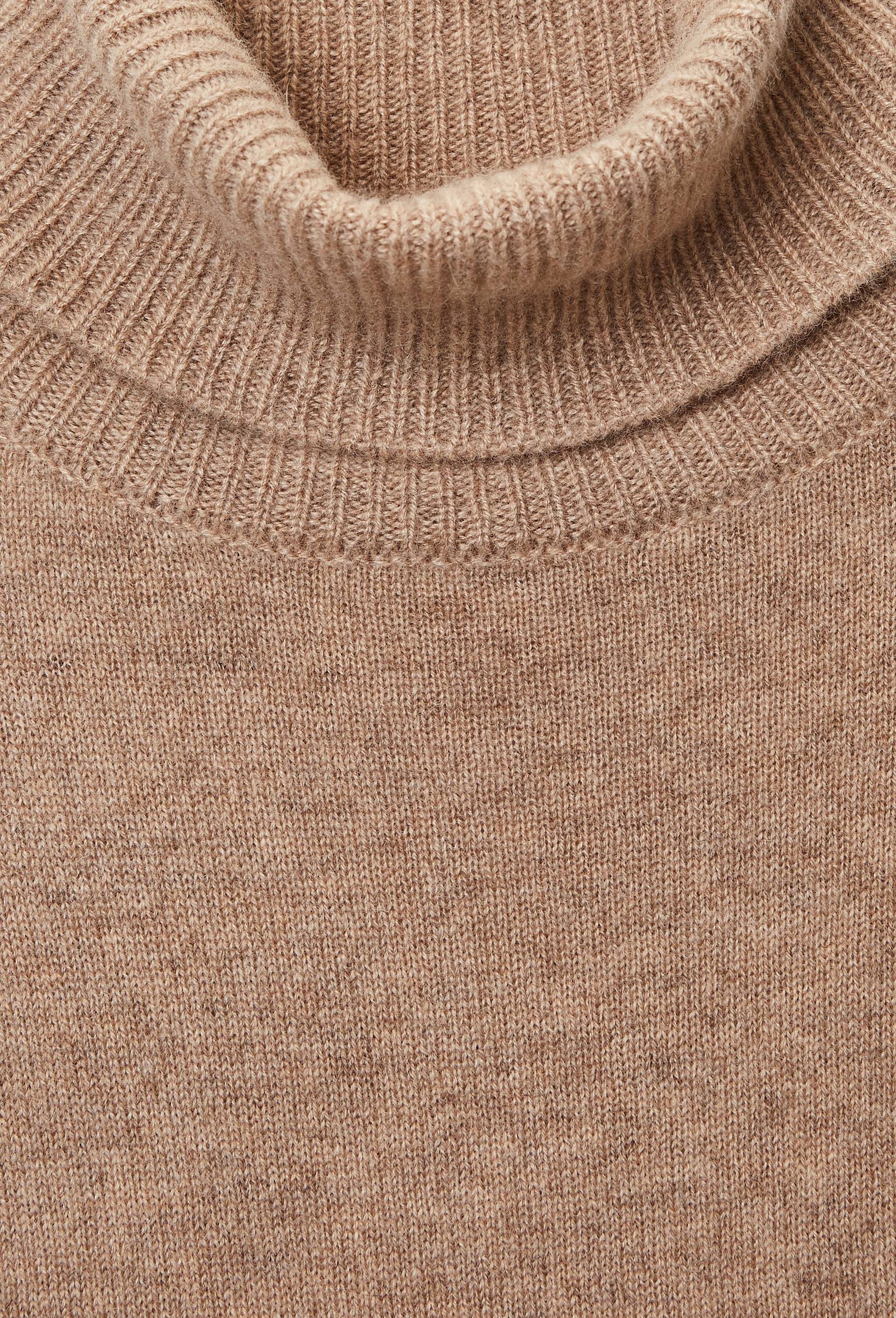 Pull uni col roul&eacute; en 100% cachemire, Beige, large image number 4.0