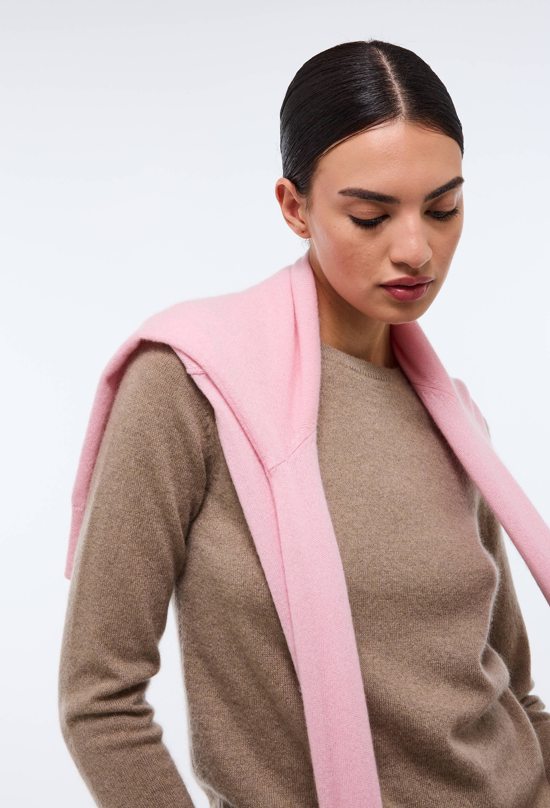 Pull uni col rond en 100% cachemire, Beige, large image number 0