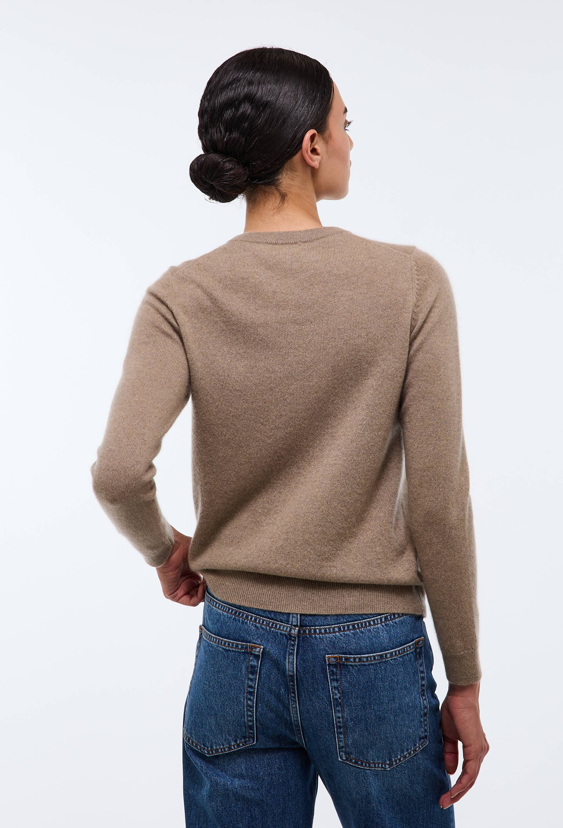 Pull uni col rond en 100% cachemire, Beige, large image number 2.0