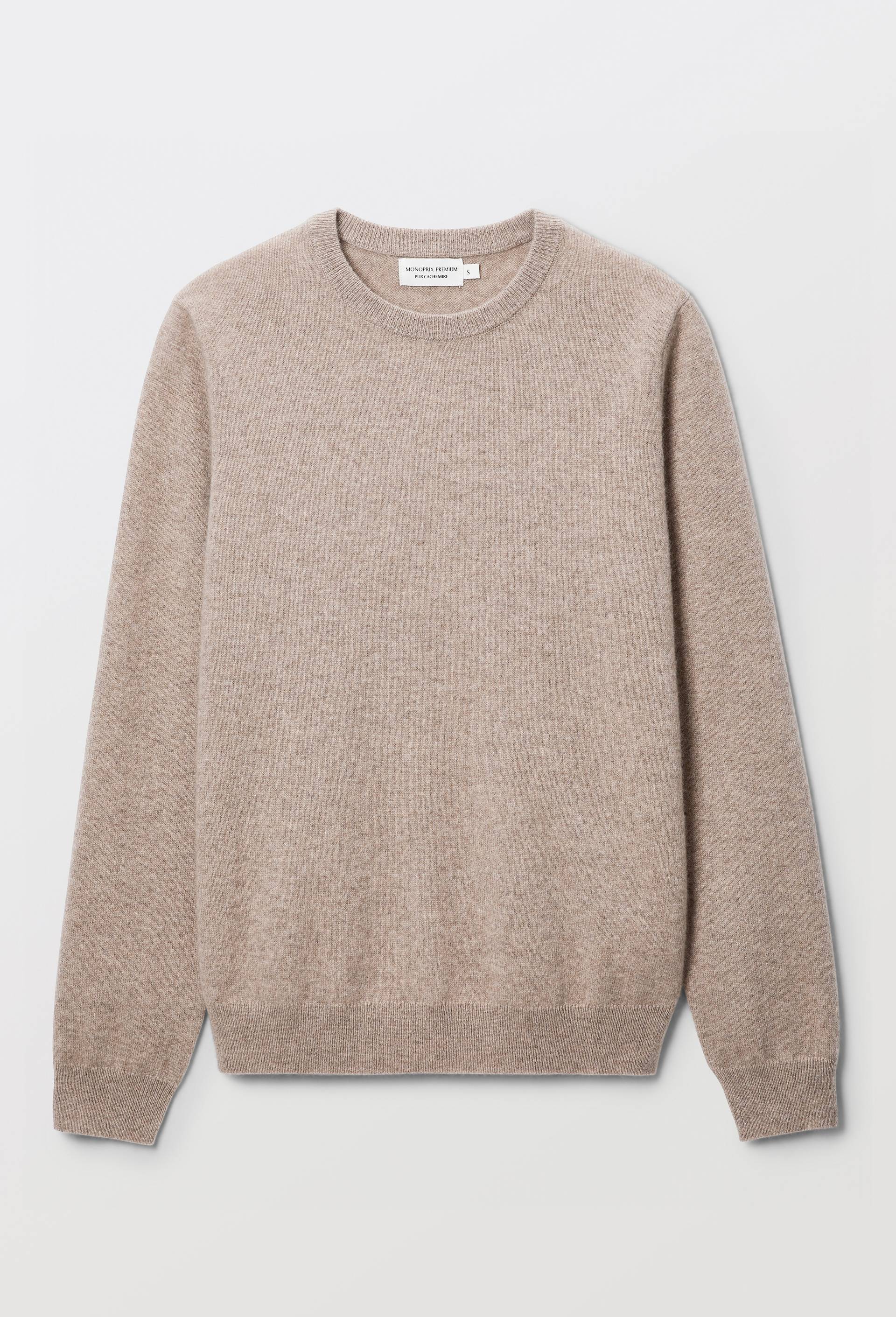 Pull uni col rond en 100% cachemire, Beige, large image number 2.0