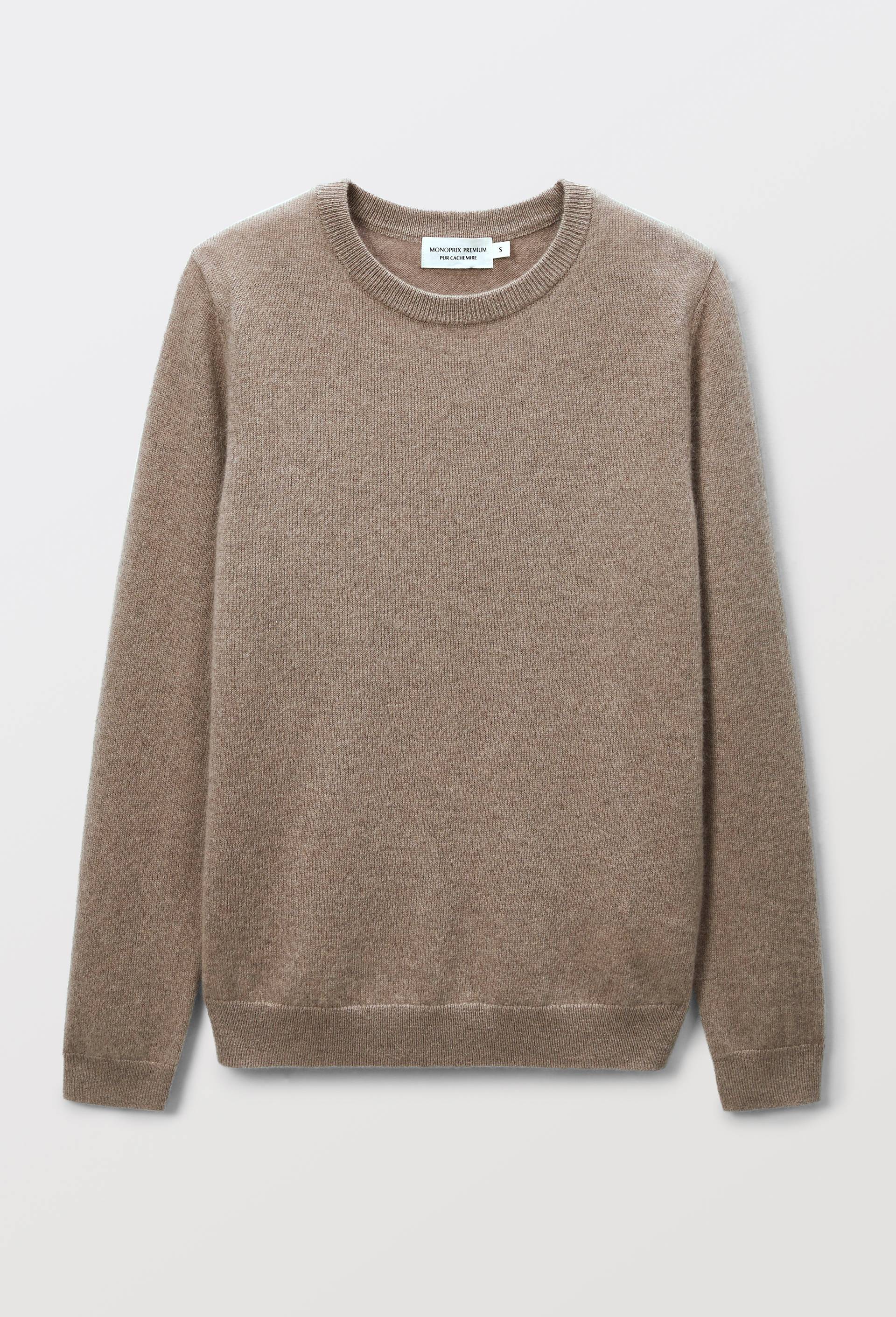 Pull uni col rond en 100% cachemire, Beige, large image number 3.0