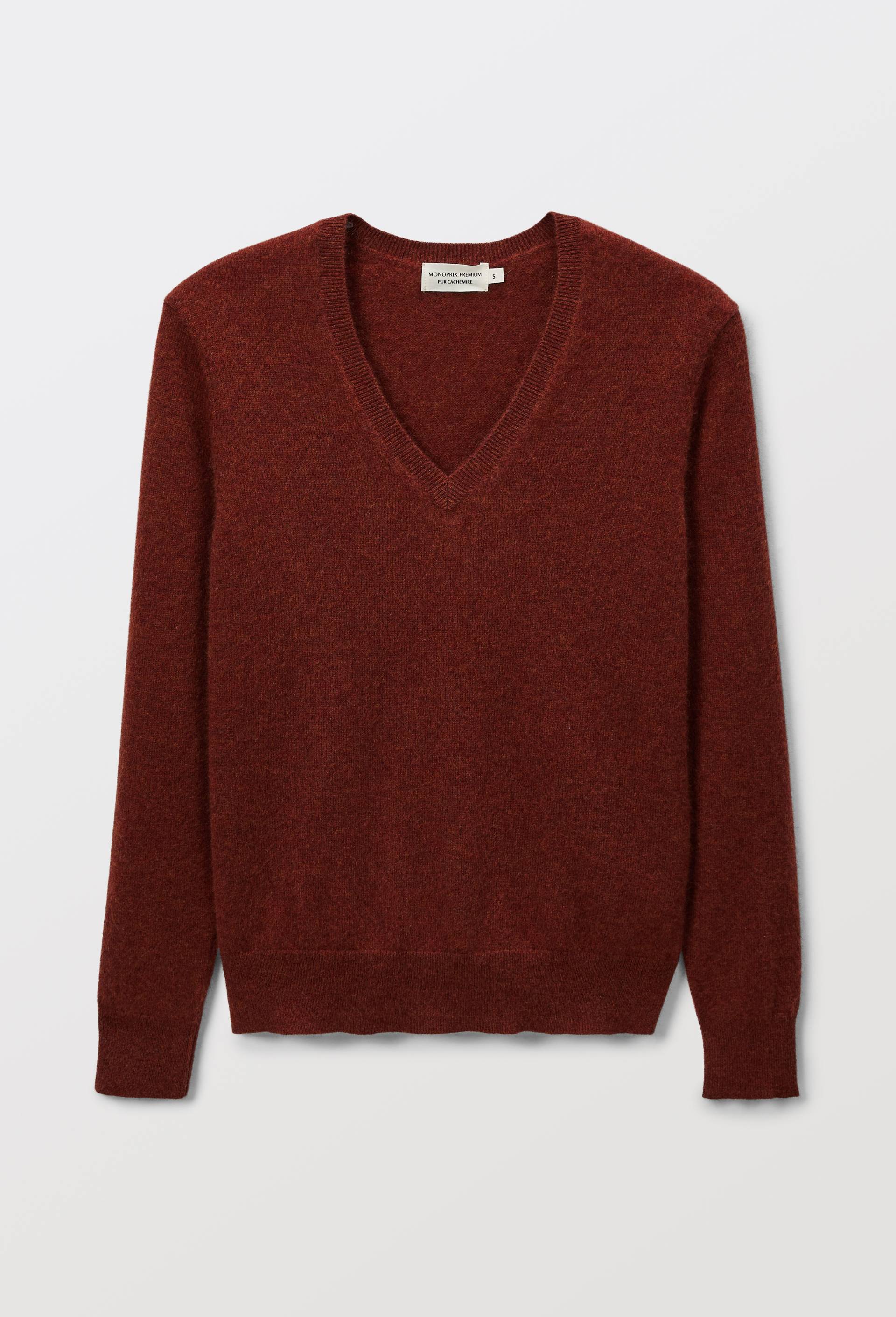 Pull col V en cachemire ORANGE FONCE pour femme MONOPRIX PREMIUM