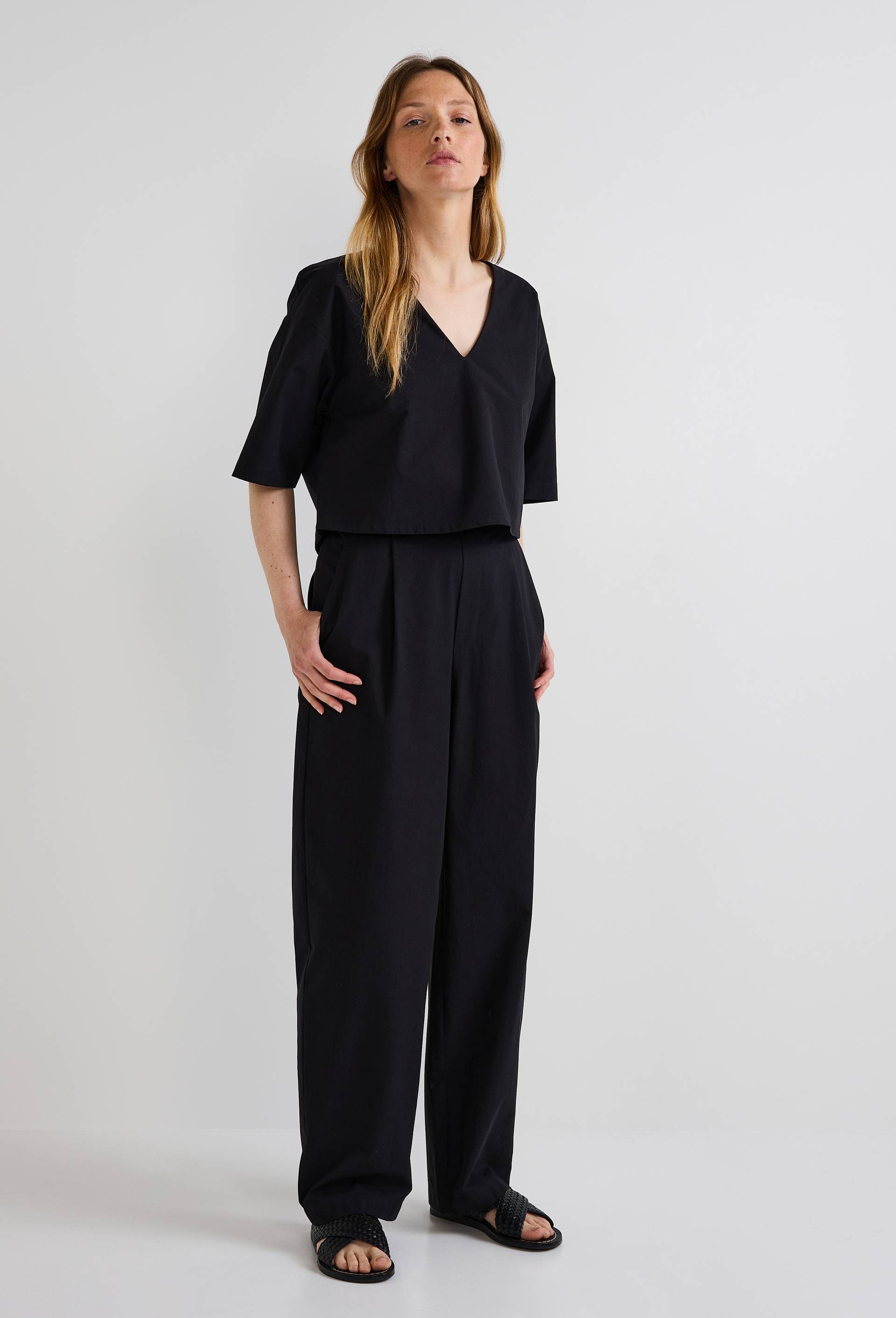 Combinaison pantalon en coton BIO, Noir, large image number 3