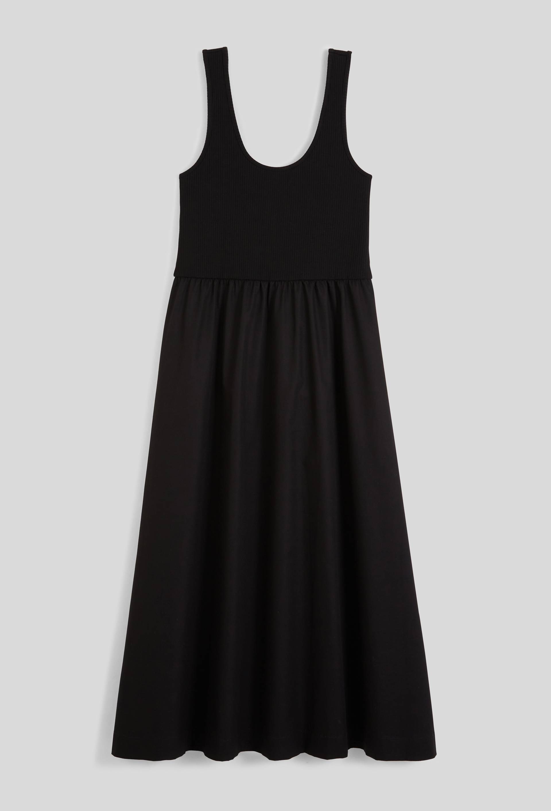 Robe longue bi-mati&egrave;re unie en coton, Noir, large image number 4
